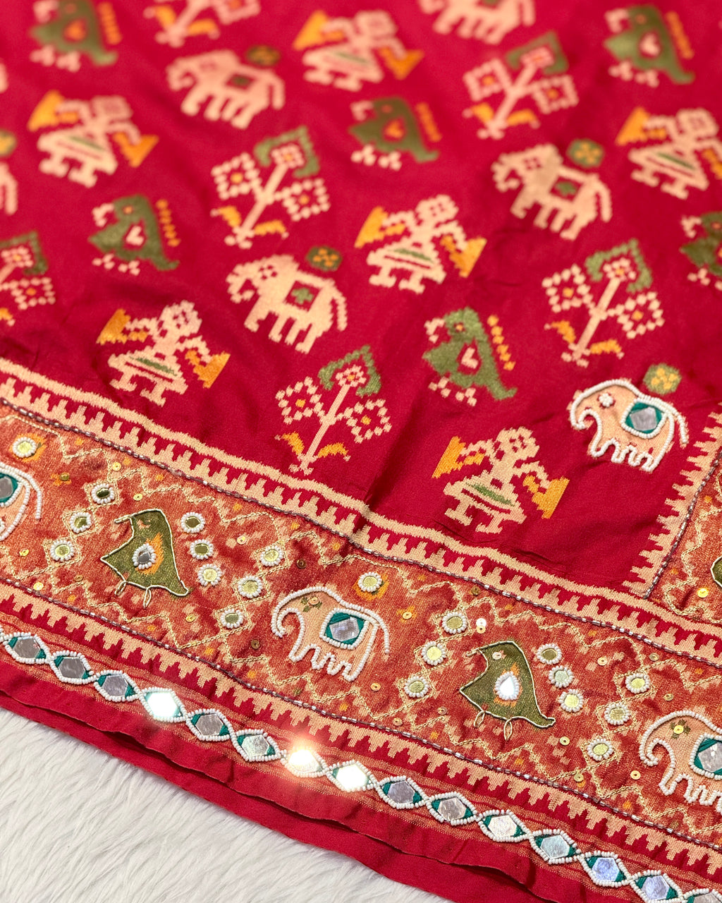 Patola Saree With Hand Embroidery