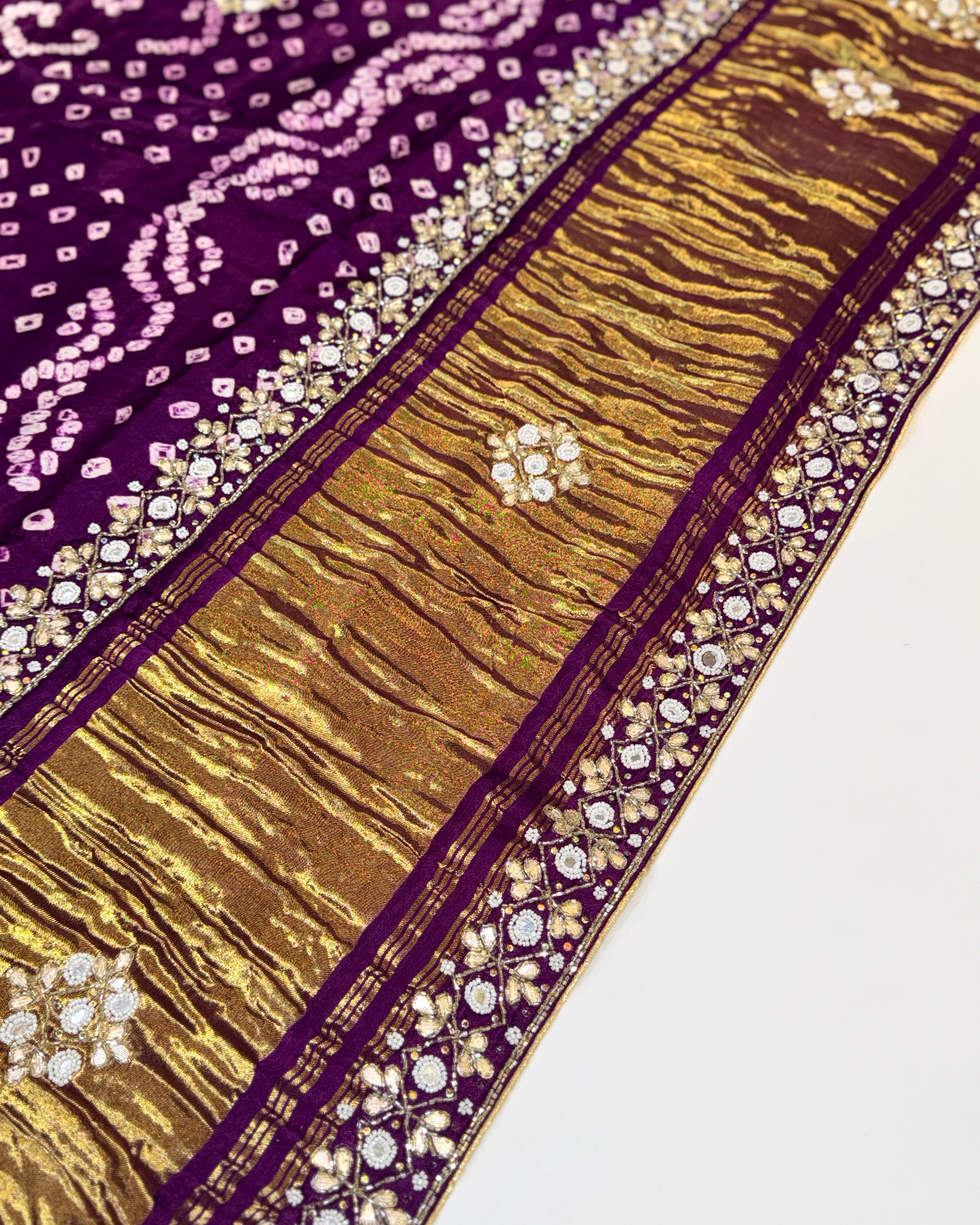 Bandhani Saree With Handwork