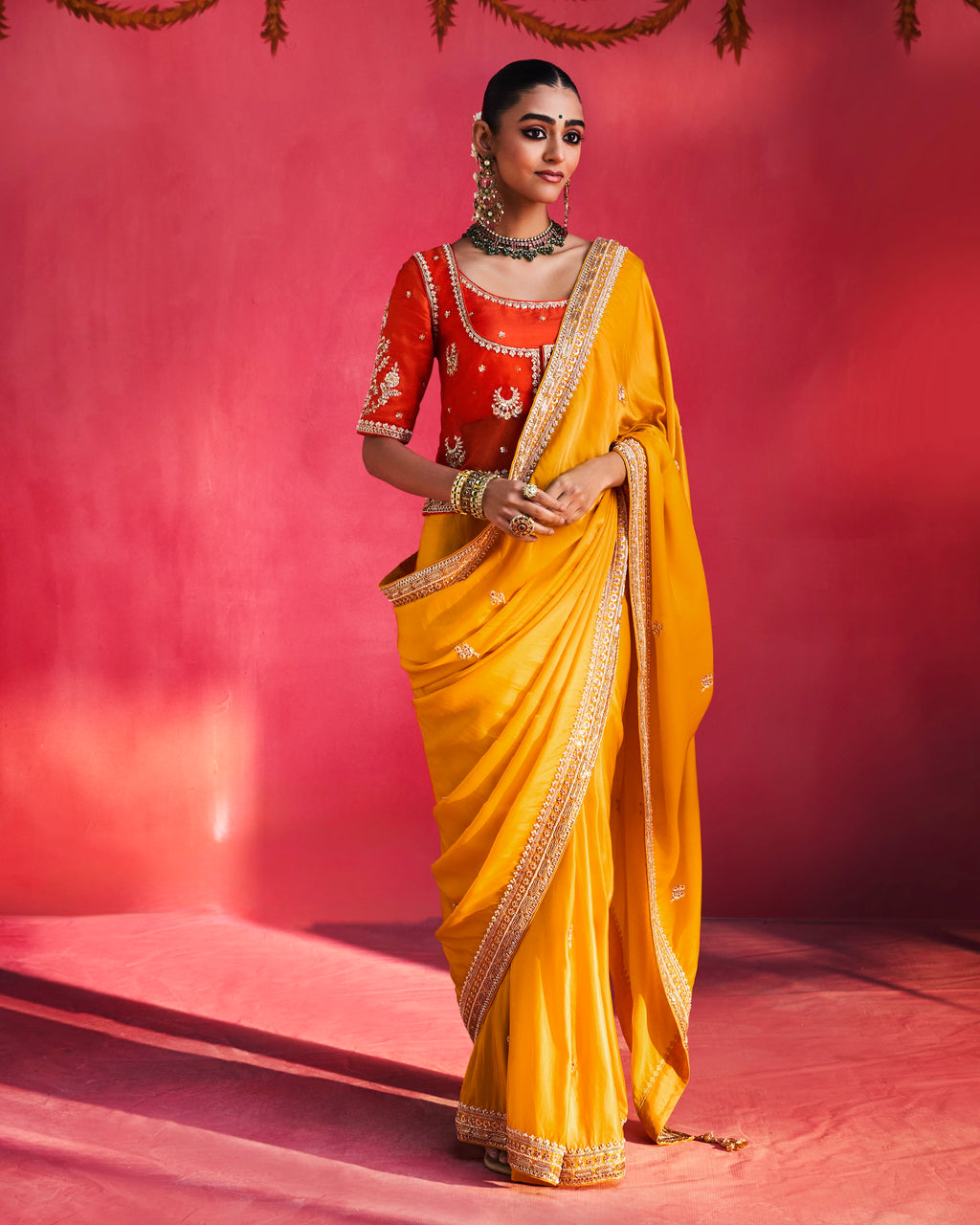 Soft Shimmer Silk Beads Work Partywear Saree