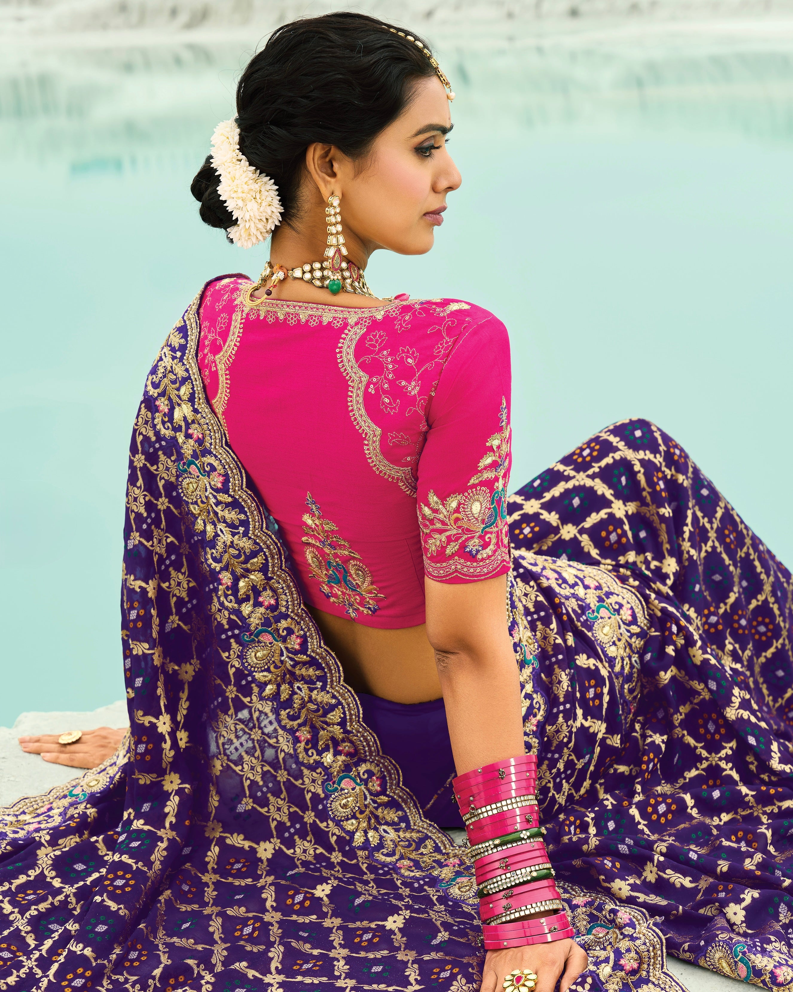 Bandhani Saree With Heavy Work Border