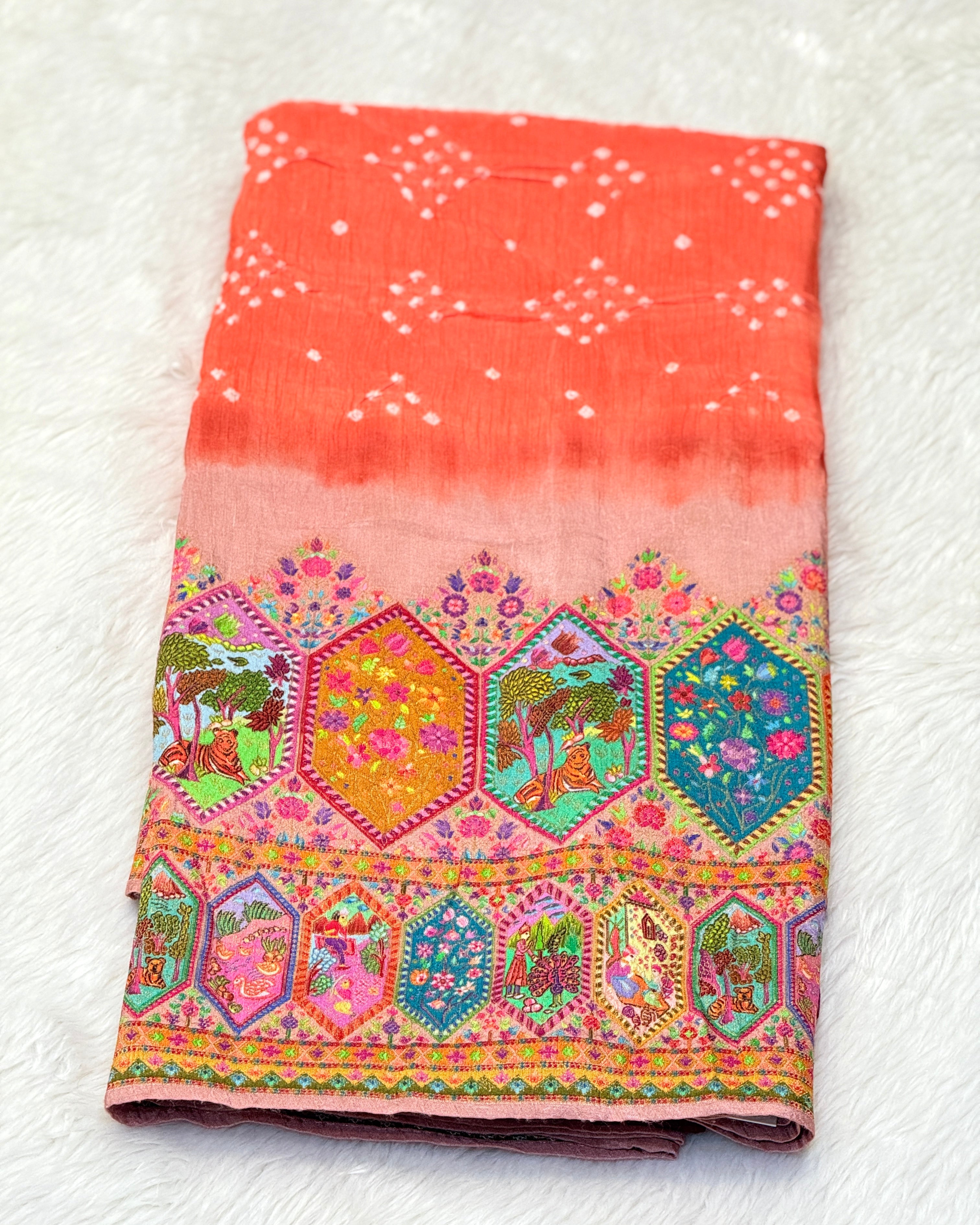 Pashmina - Bandhani Saree