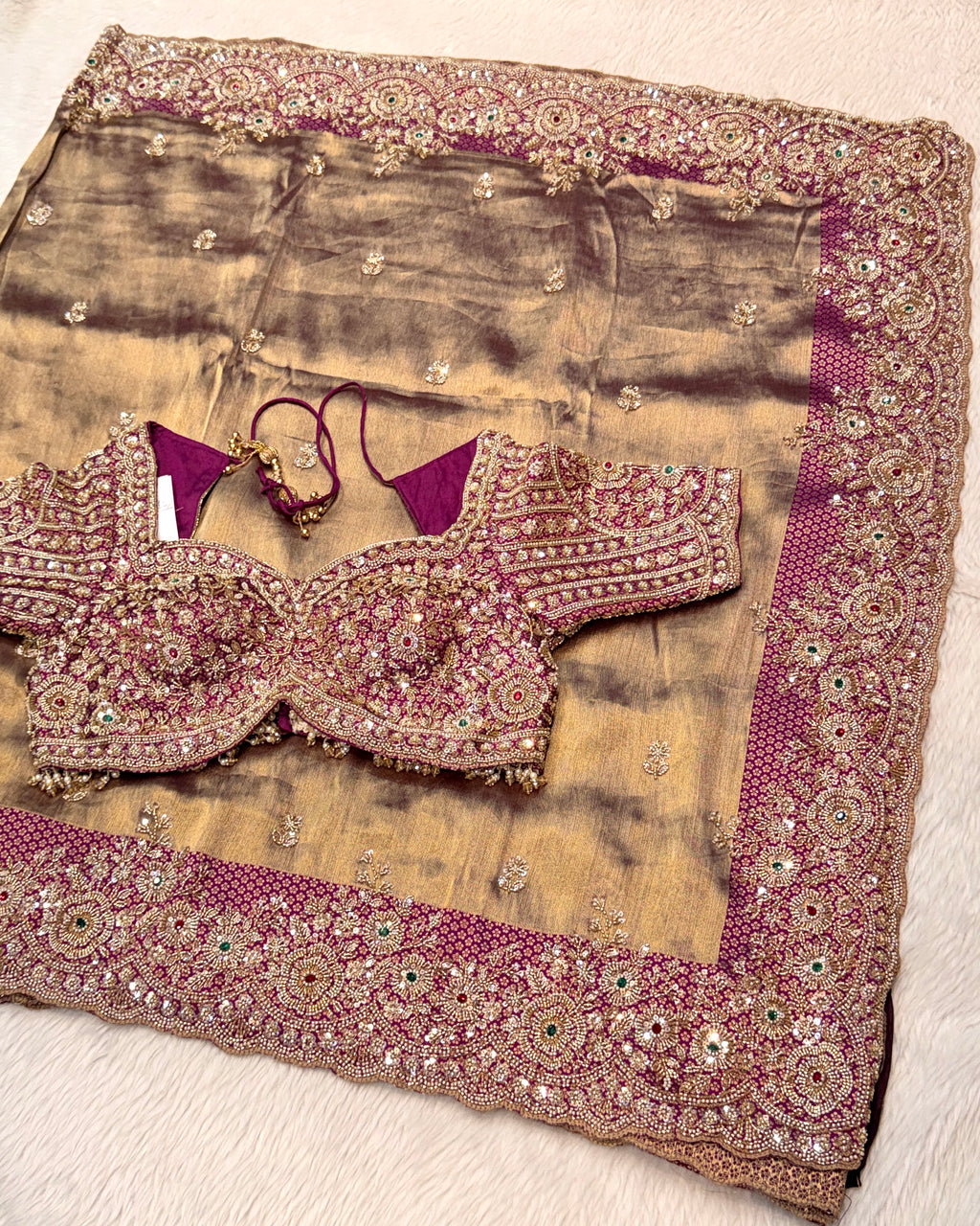 Tissue Silk Saree With Ready Blouse