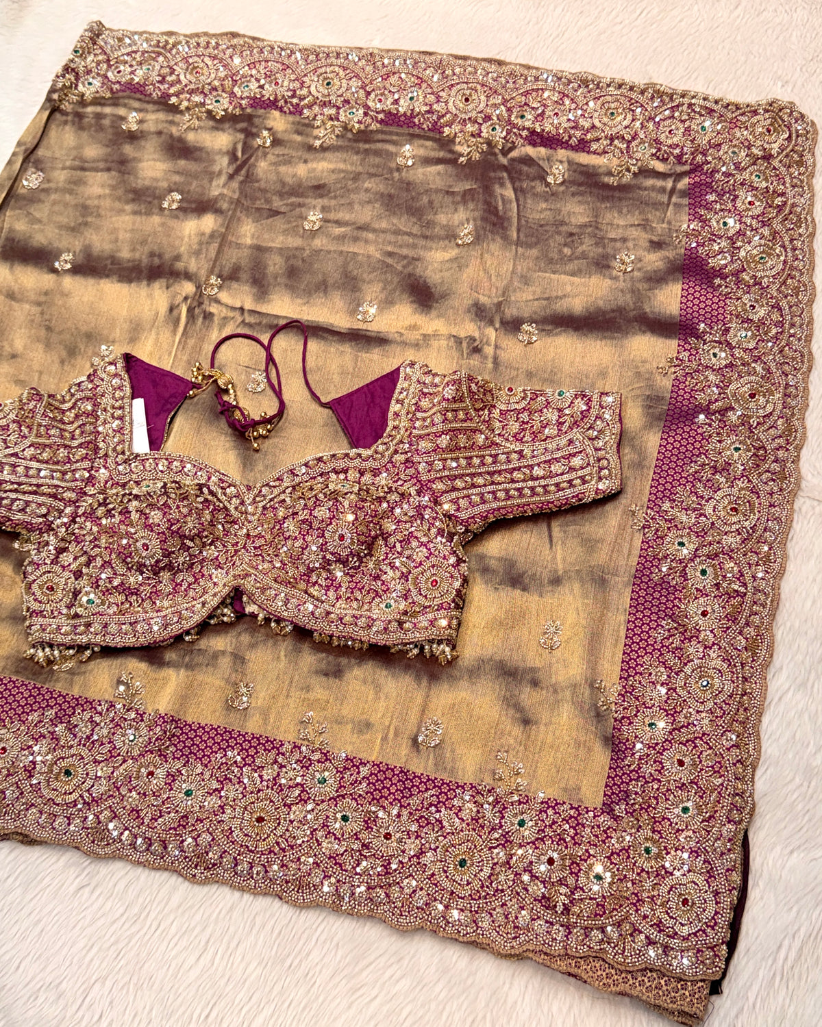 Tissue Silk Saree With Ready Blouse