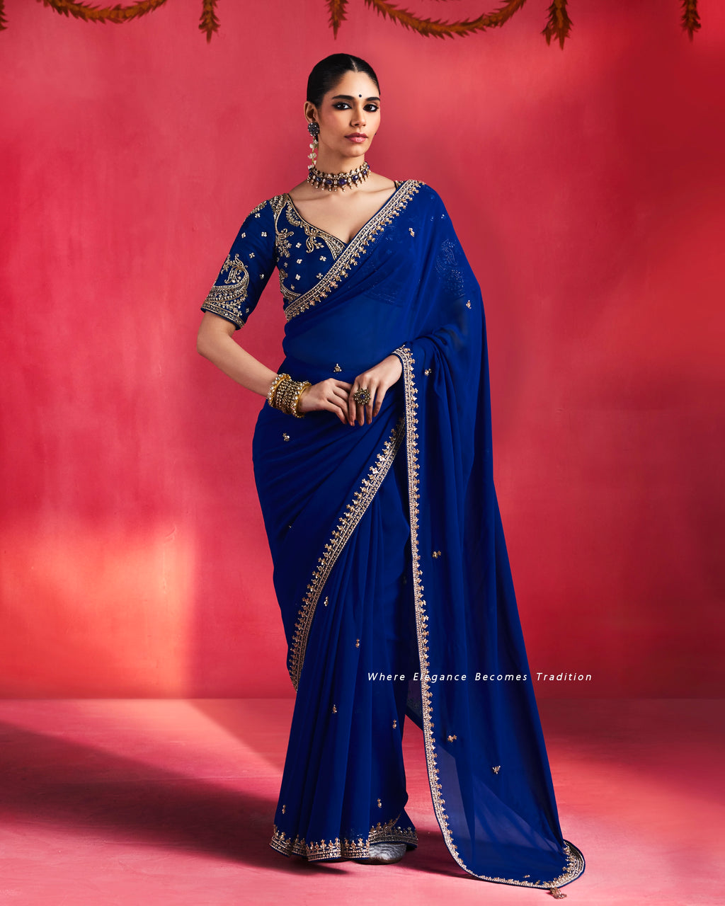 Soft Shimmer Silk Beads Work Partywear Saree
