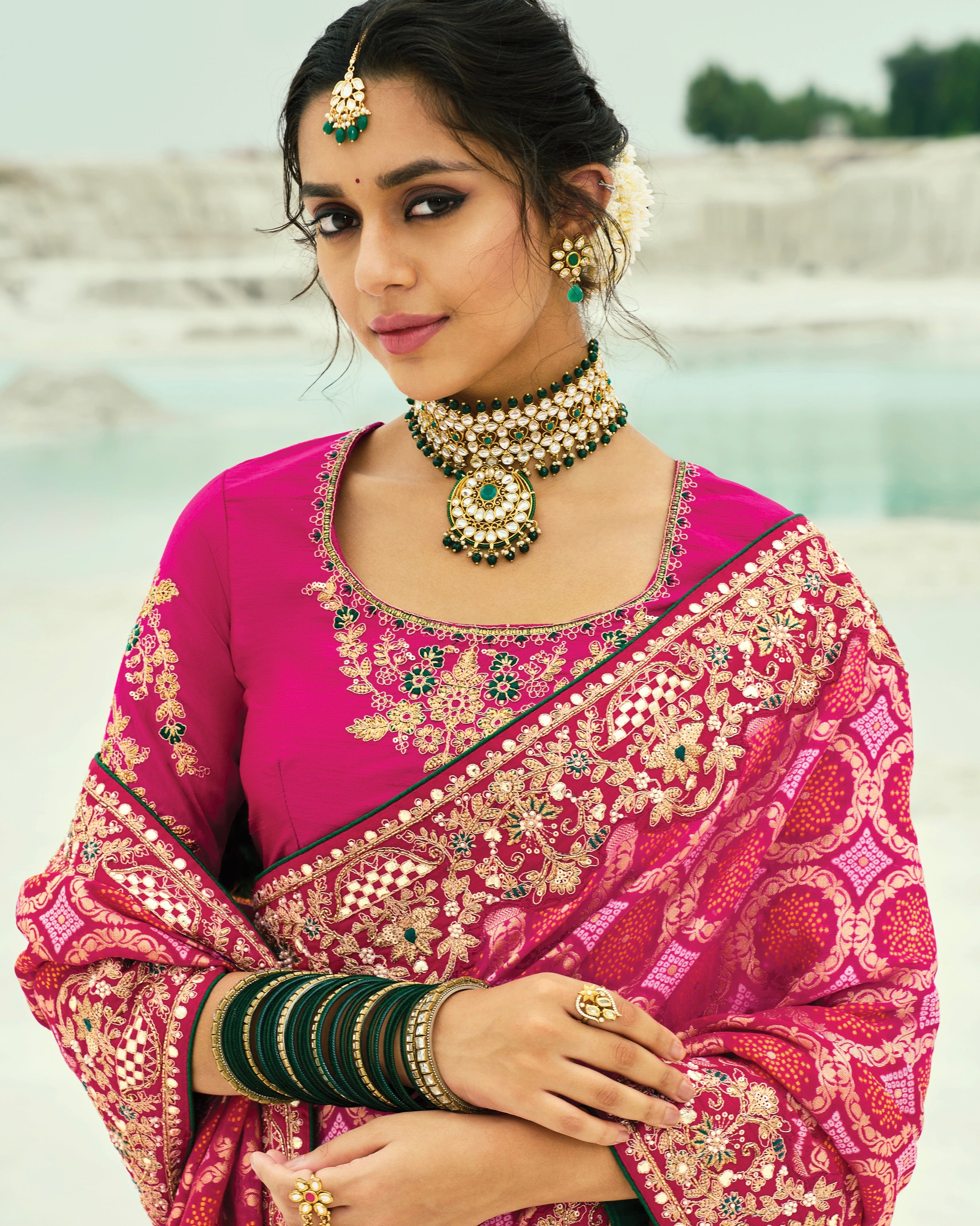 Bandhani Saree With Heavy Work Border