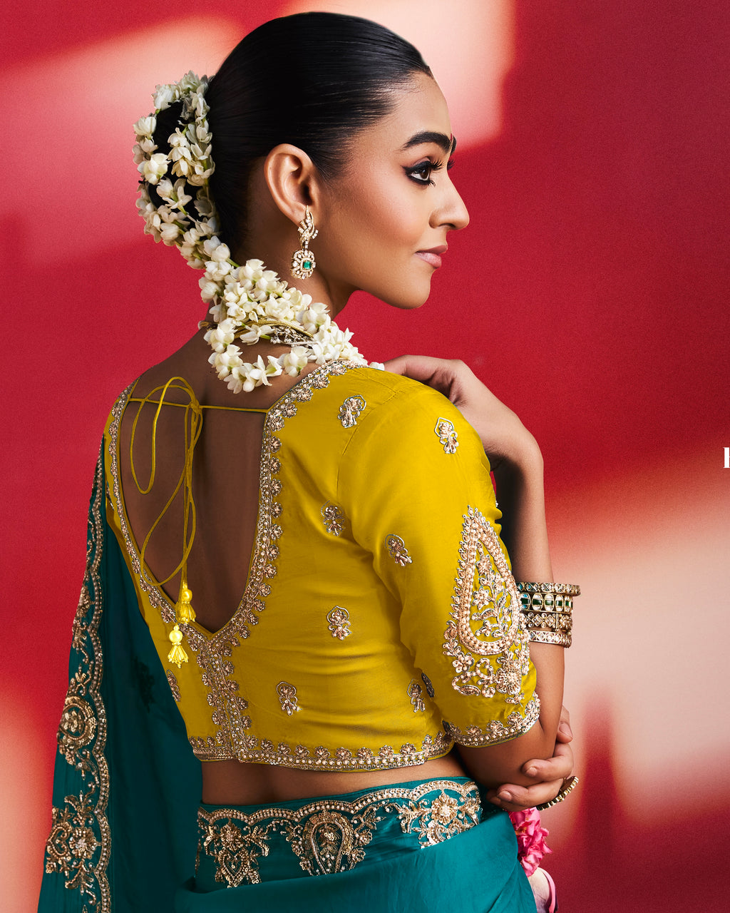 Soft Shimmer Silk Beads Work Partywear Saree