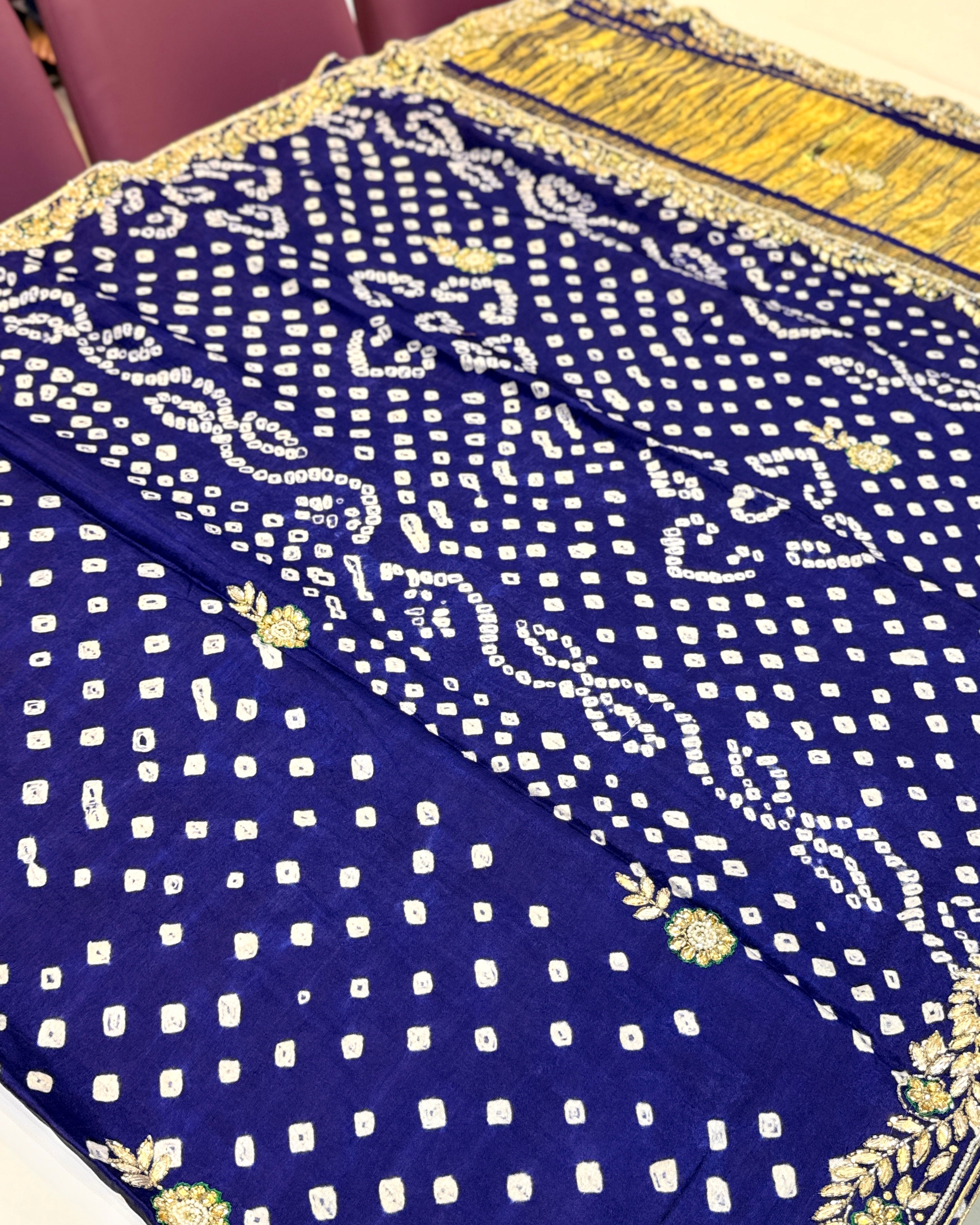 Bandhani Saree With Handwork