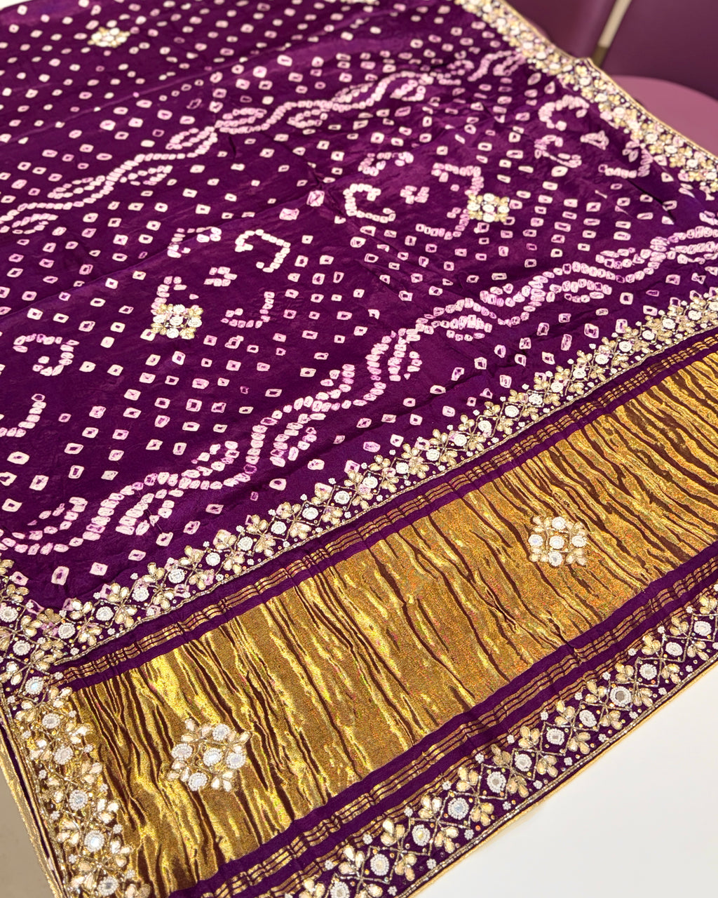 Bandhani Saree With Handwork