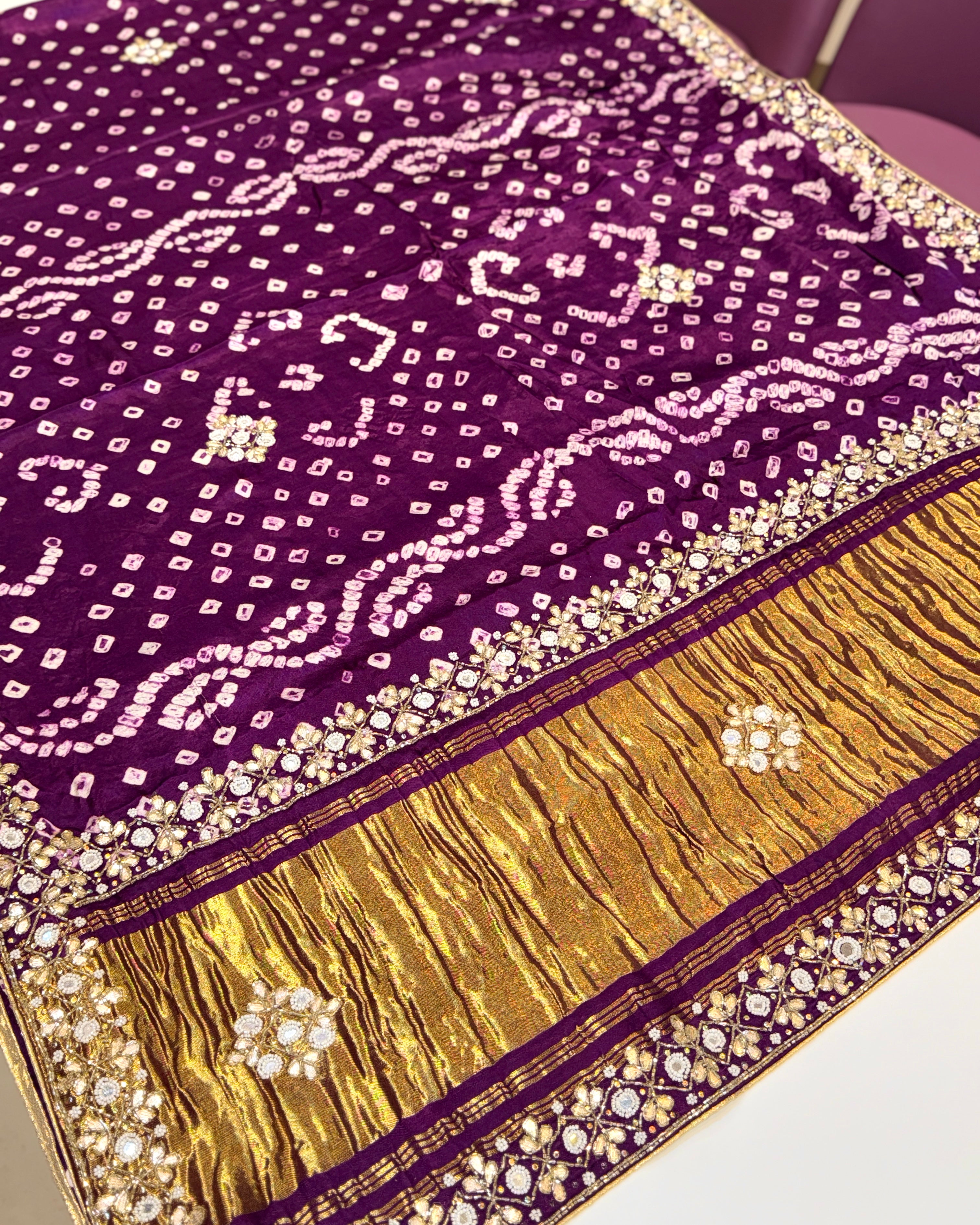 Bandhani Saree With Handwork