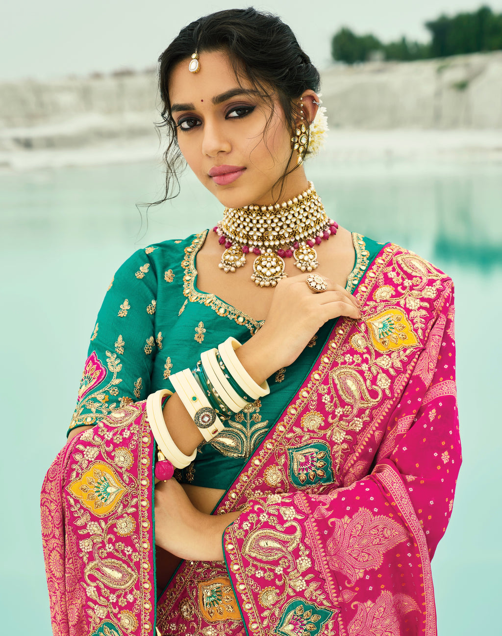 Bandhani Saree With Heavy Work Border