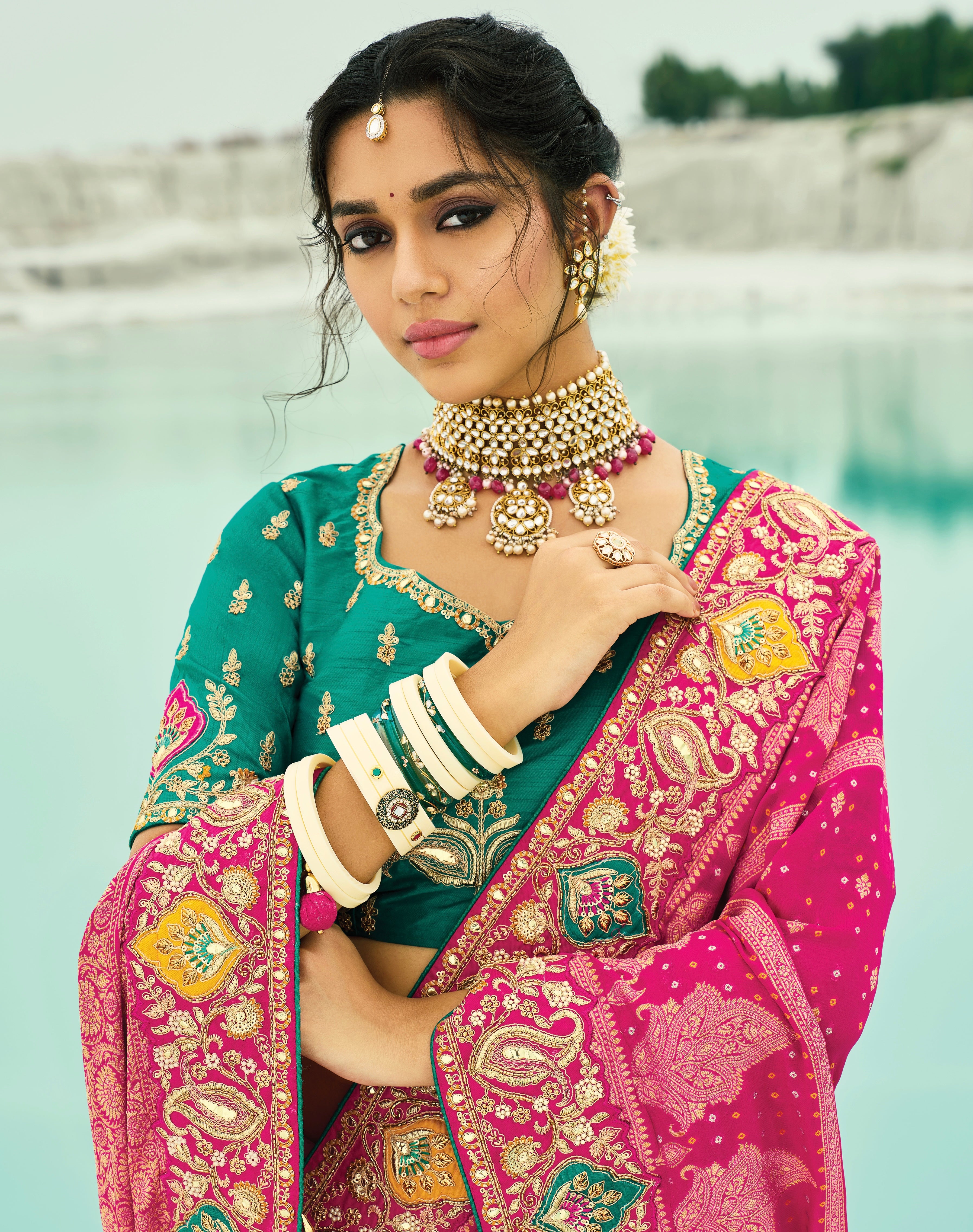 Bandhani Saree With Heavy Work Border