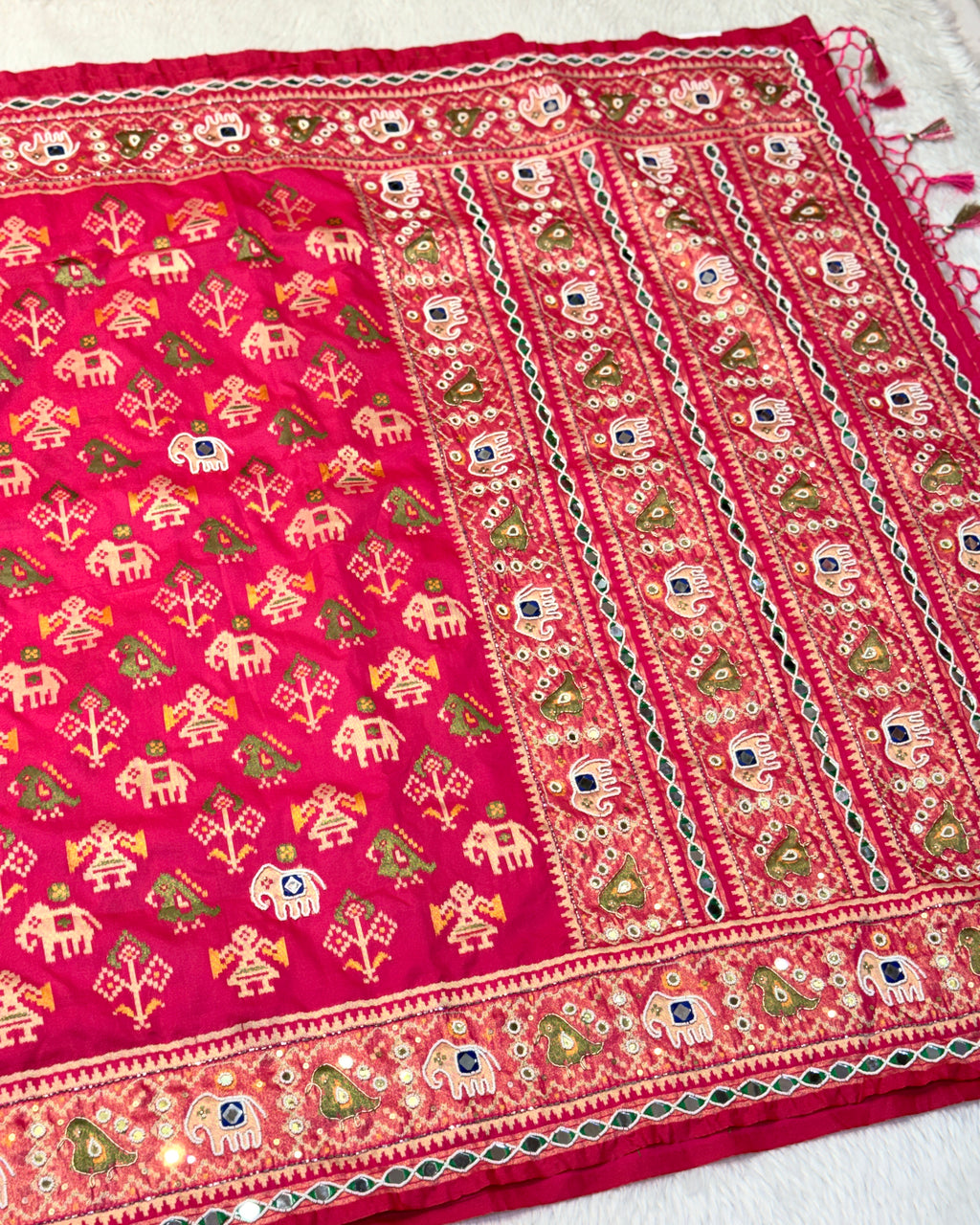 Patola Saree With Hand Embroidery