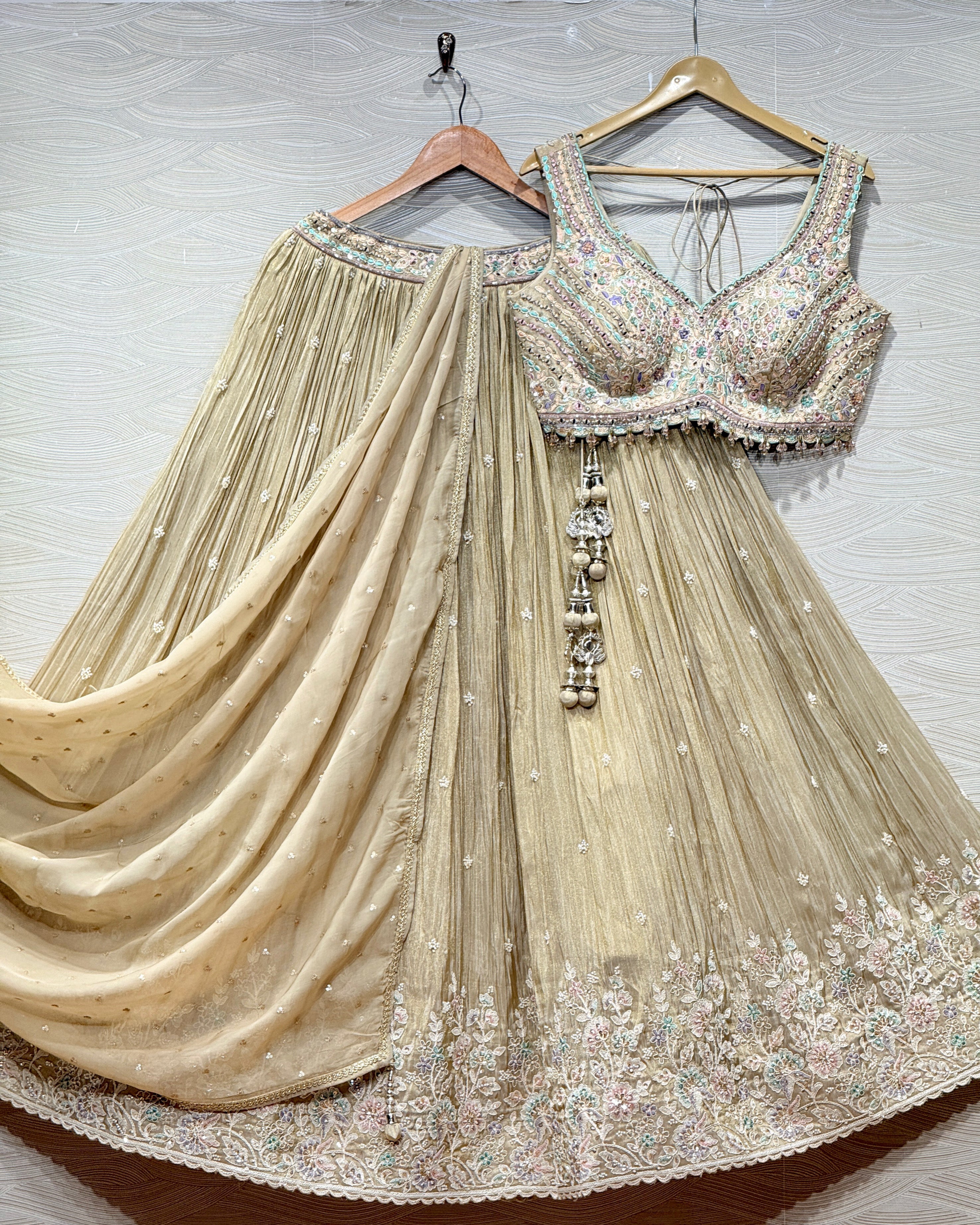 Tissue Lehenga With Handwork Blouse