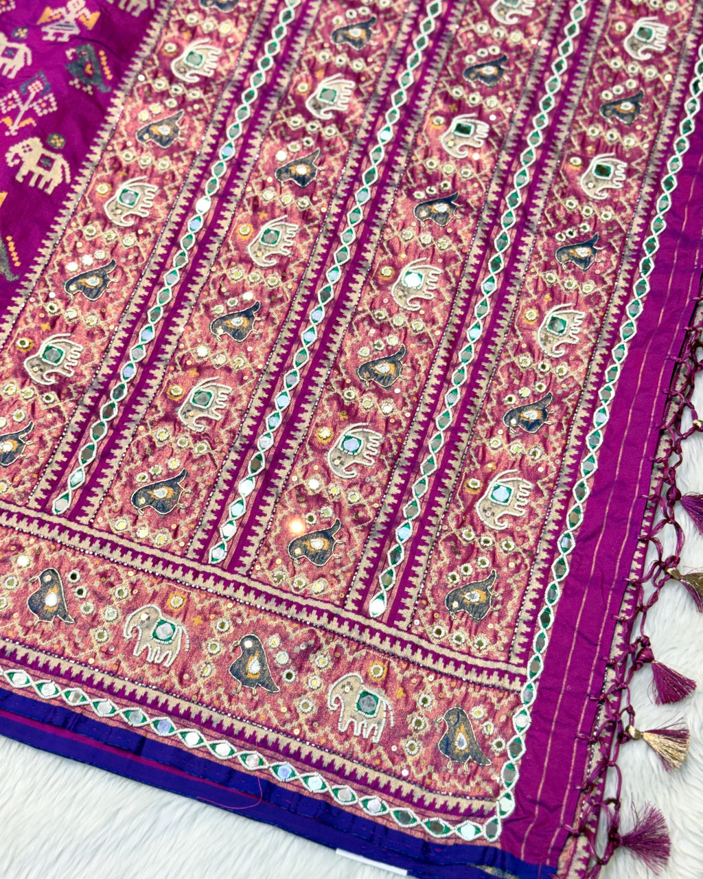 Patola Saree With Hand Embroidery