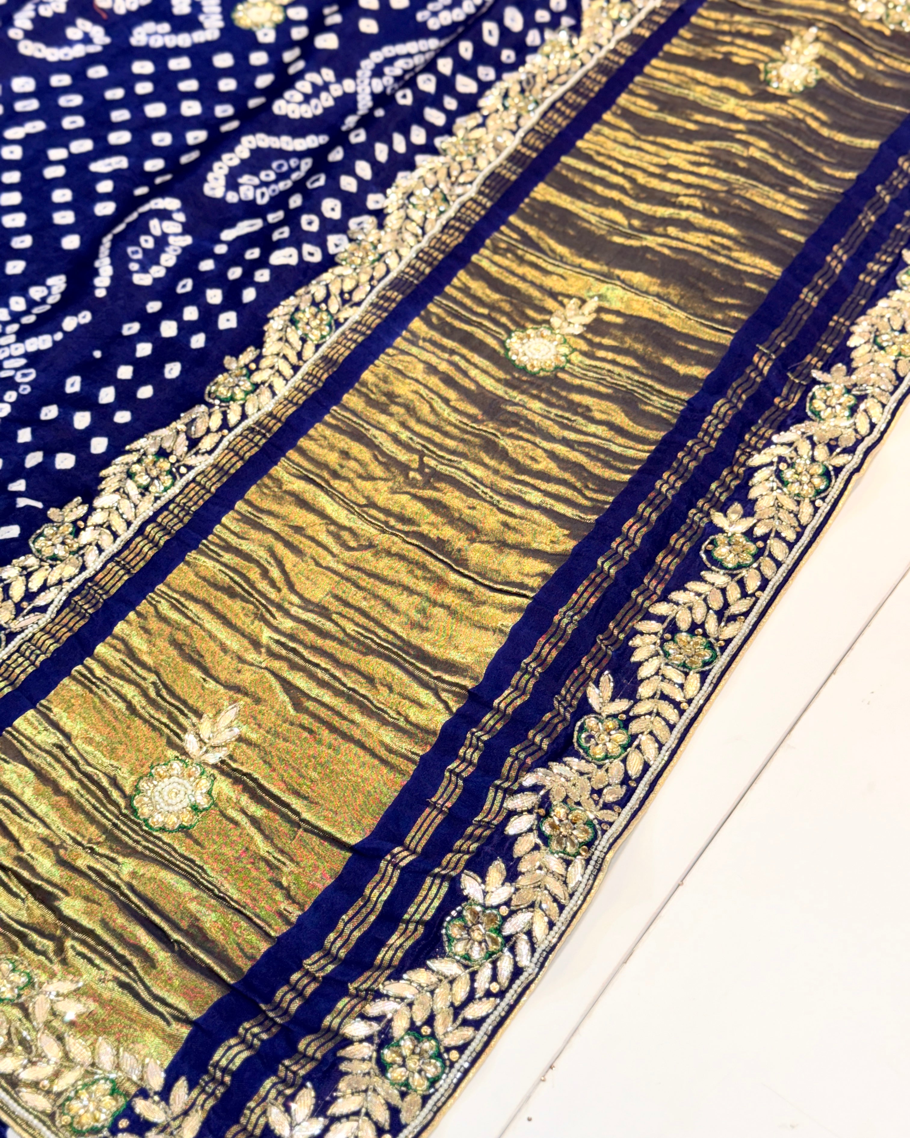 Bandhani Saree With Handwork