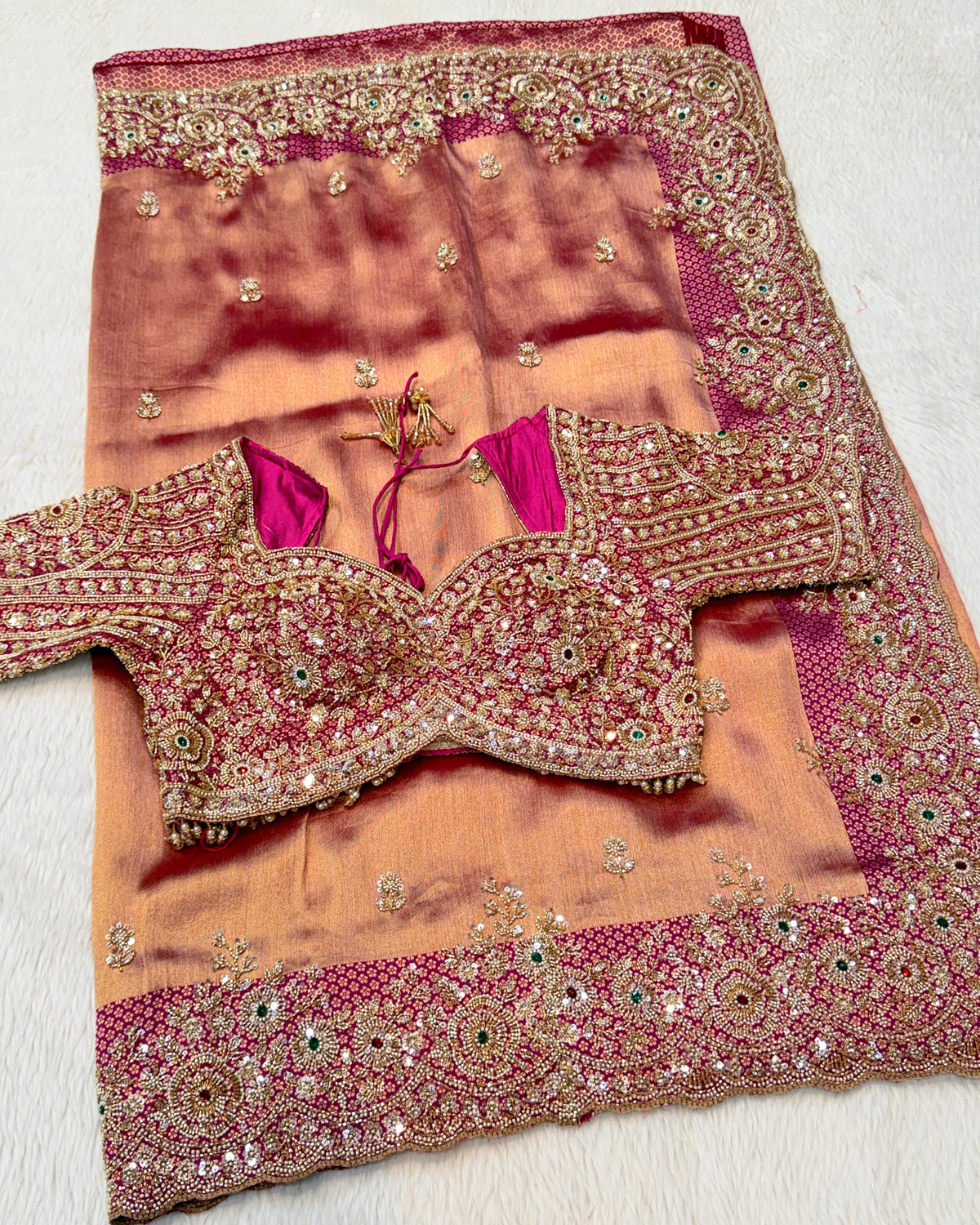 Tissue Silk Saree With Ready Blouse