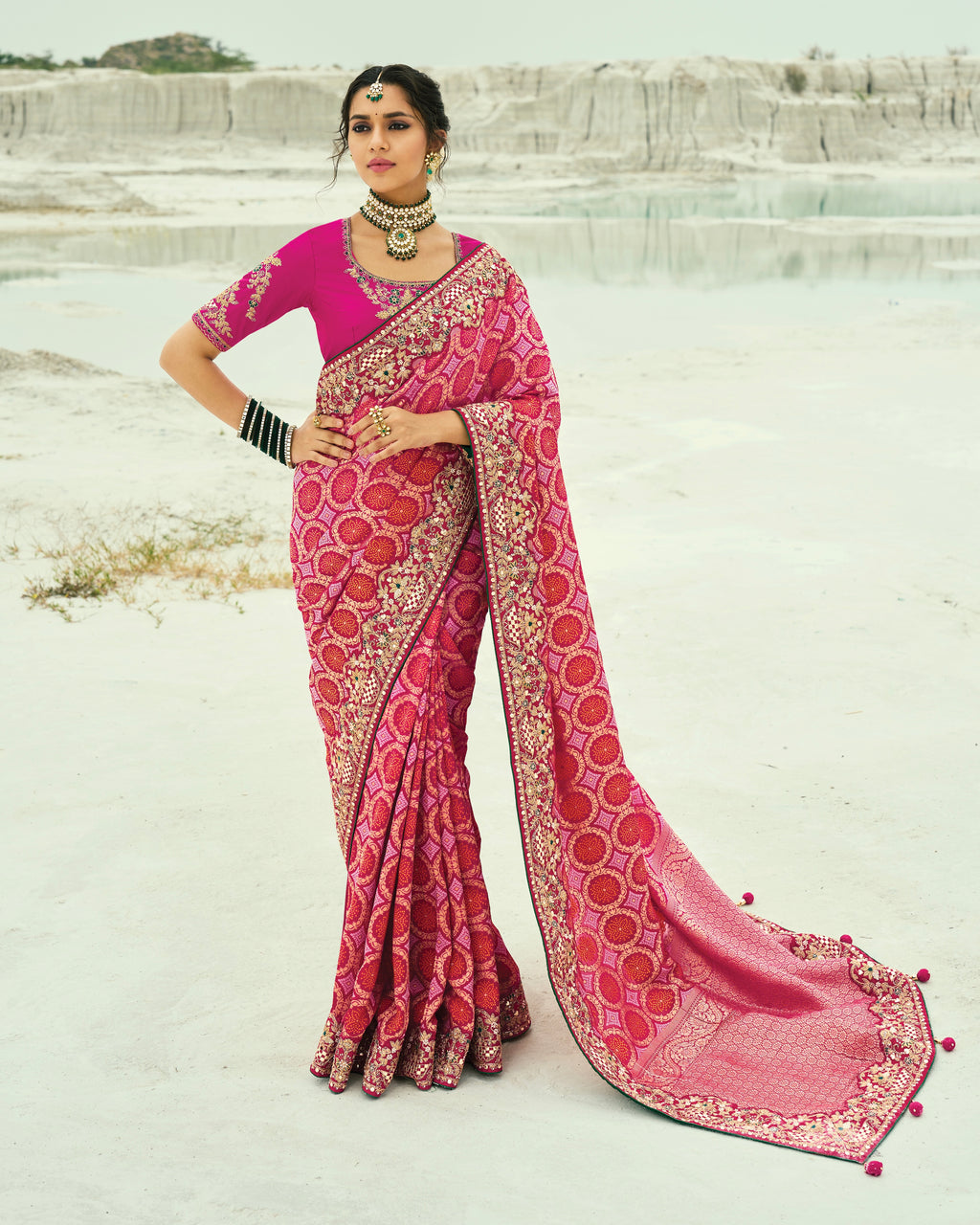 Bandhani Saree With Heavy Work Border