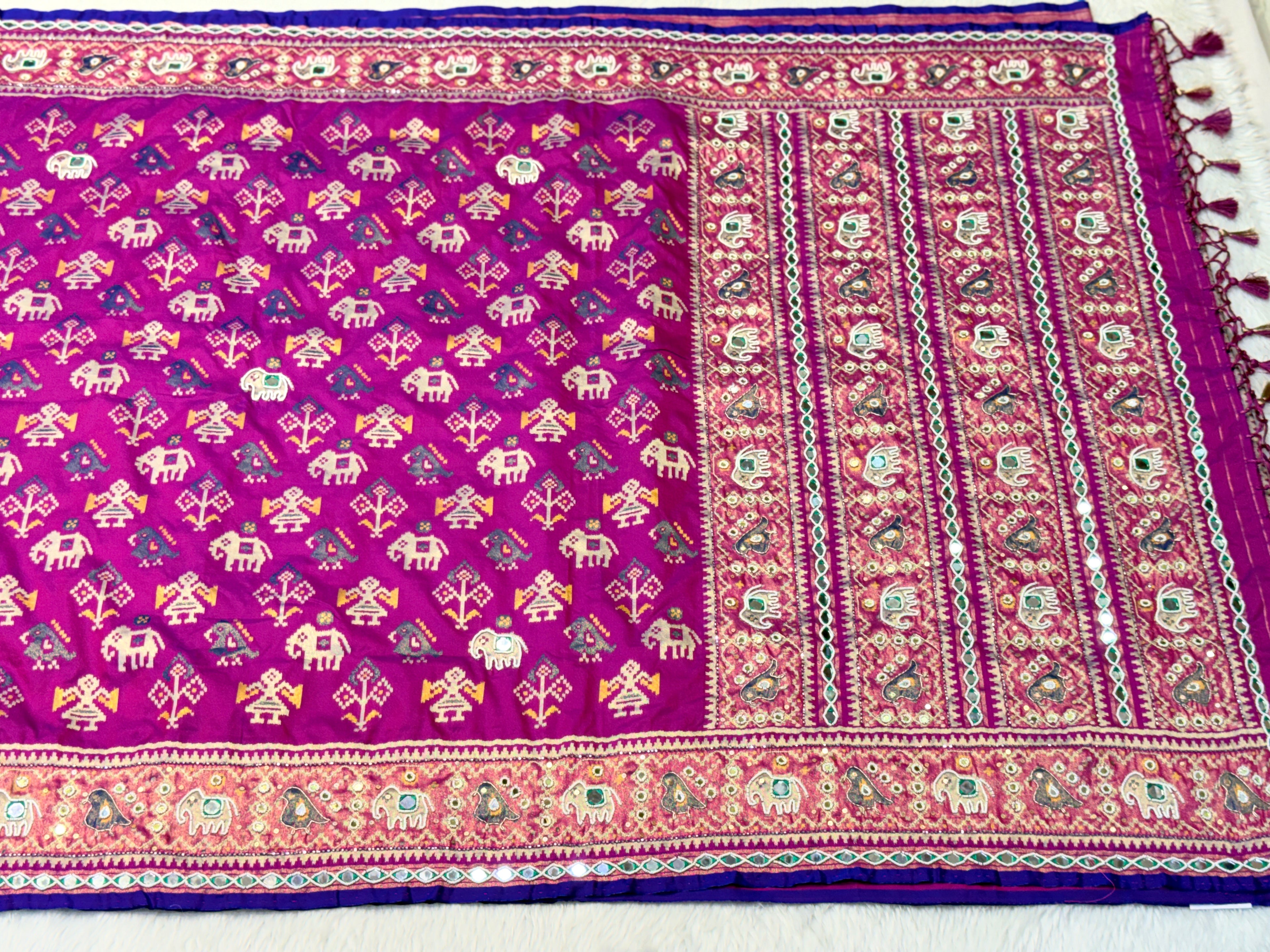 Patola Saree With Hand Embroidery