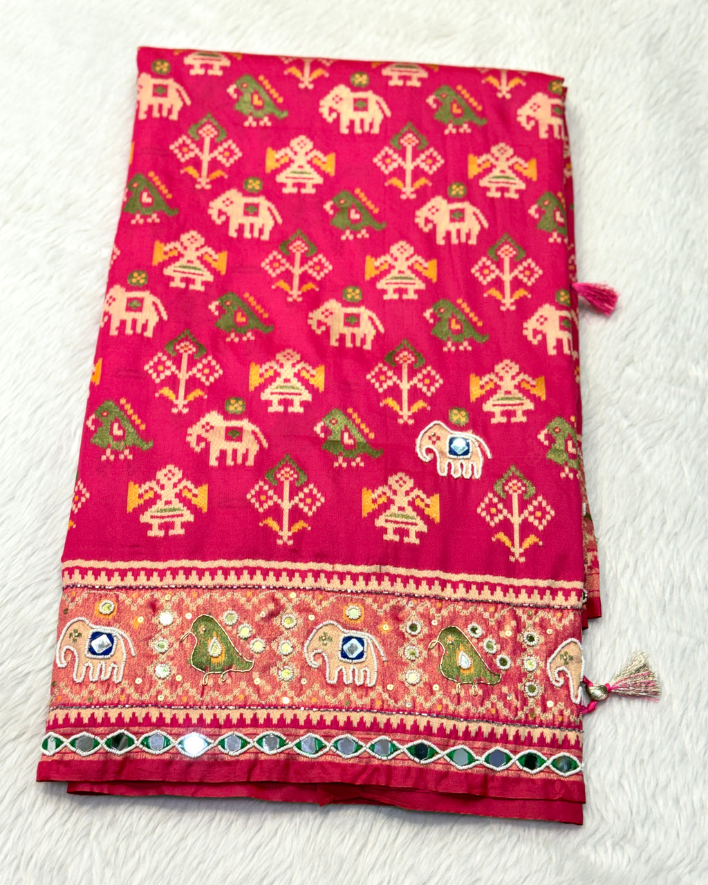 Patola Saree With Hand Embroidery