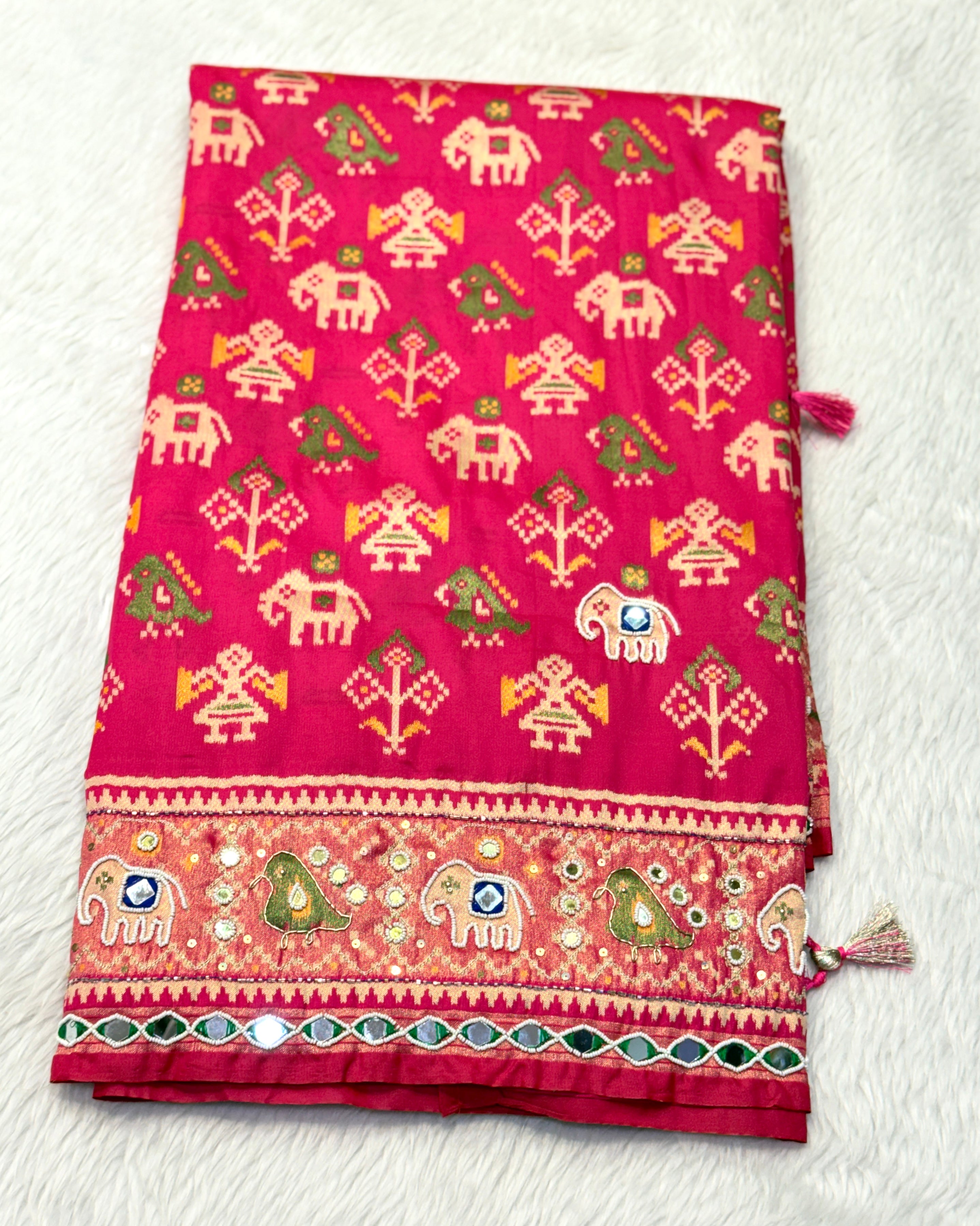 Patola Saree With Hand Embroidery