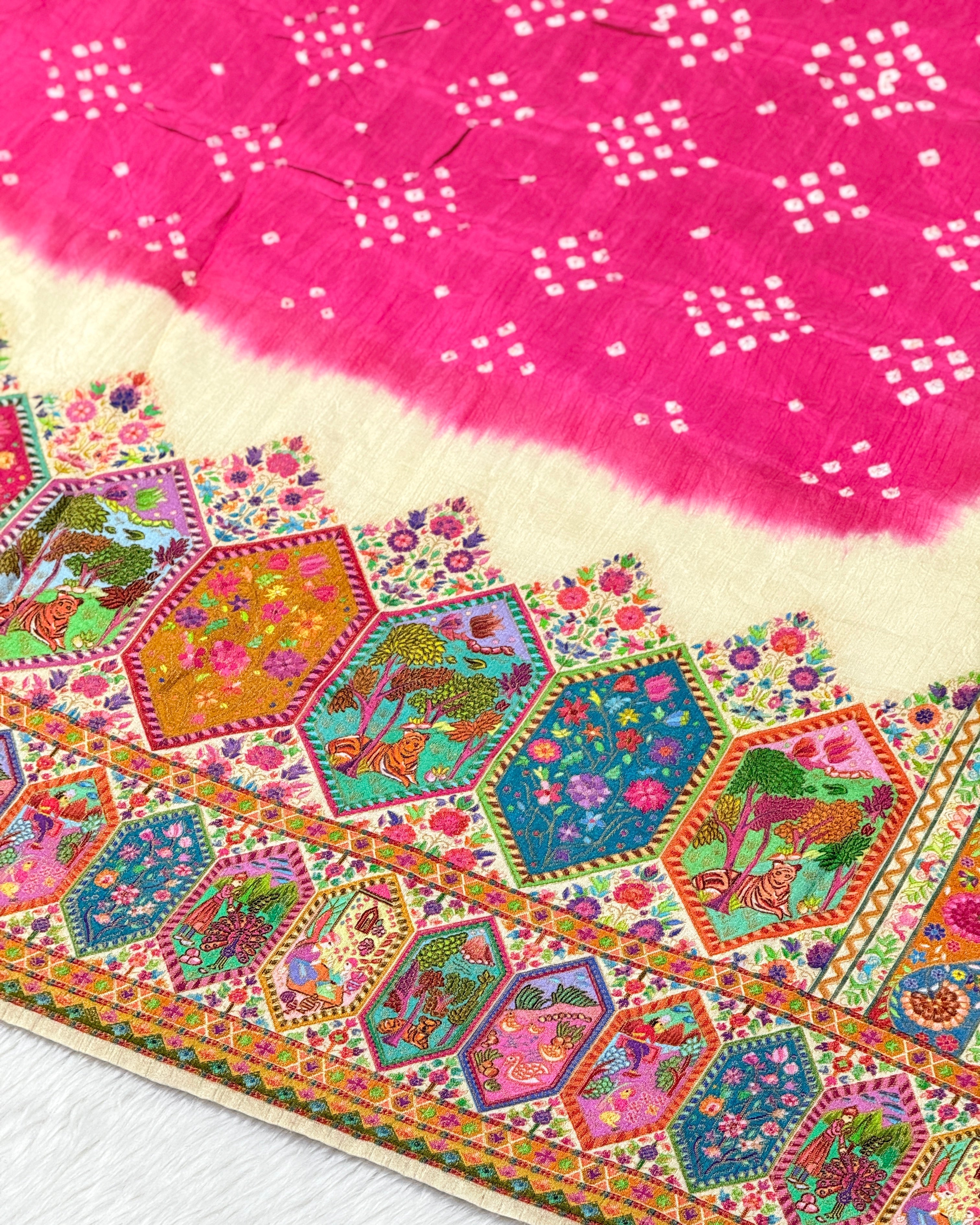 Pashmina - Bandhani Saree