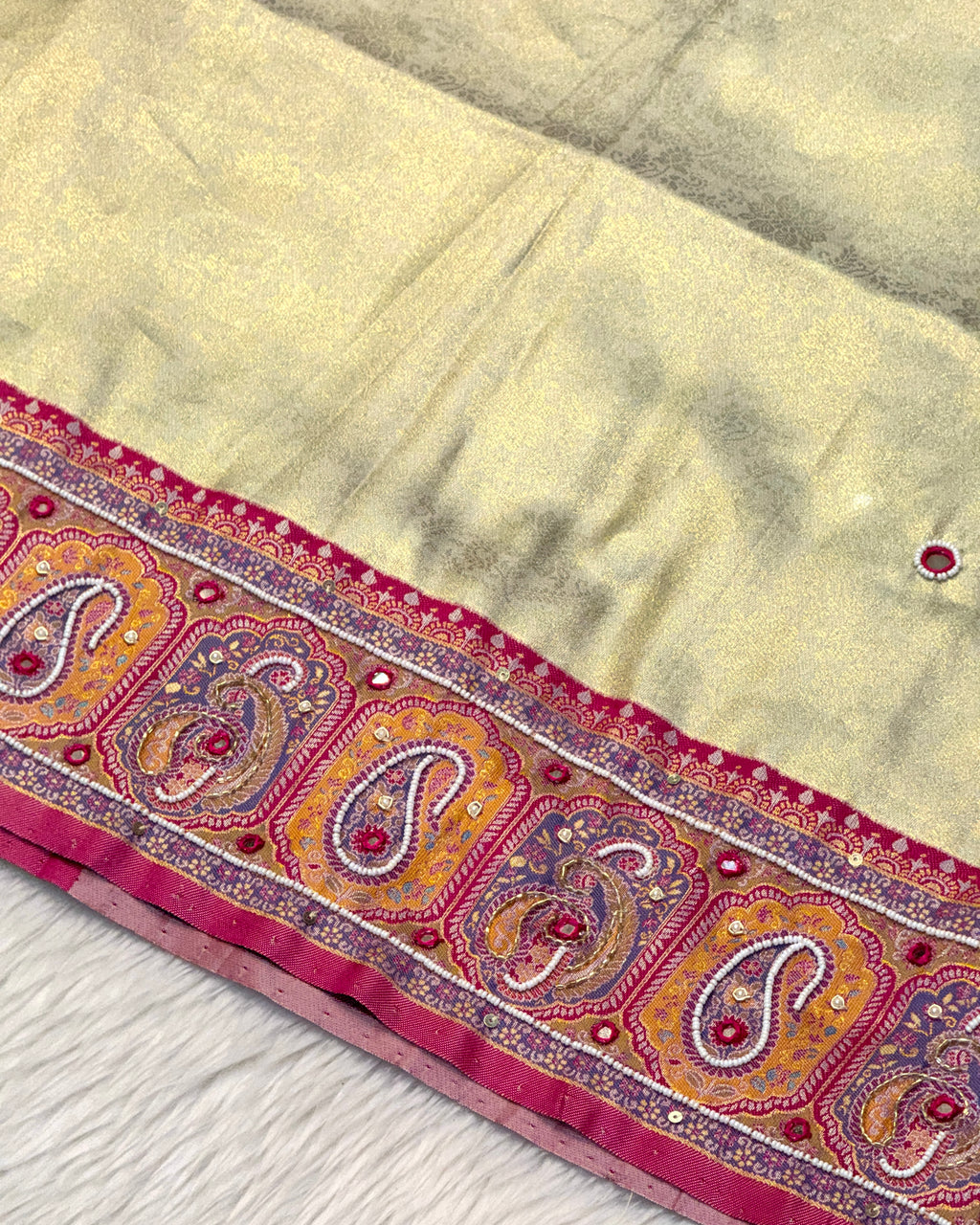 Meenakari Saree With Hand Embroidery