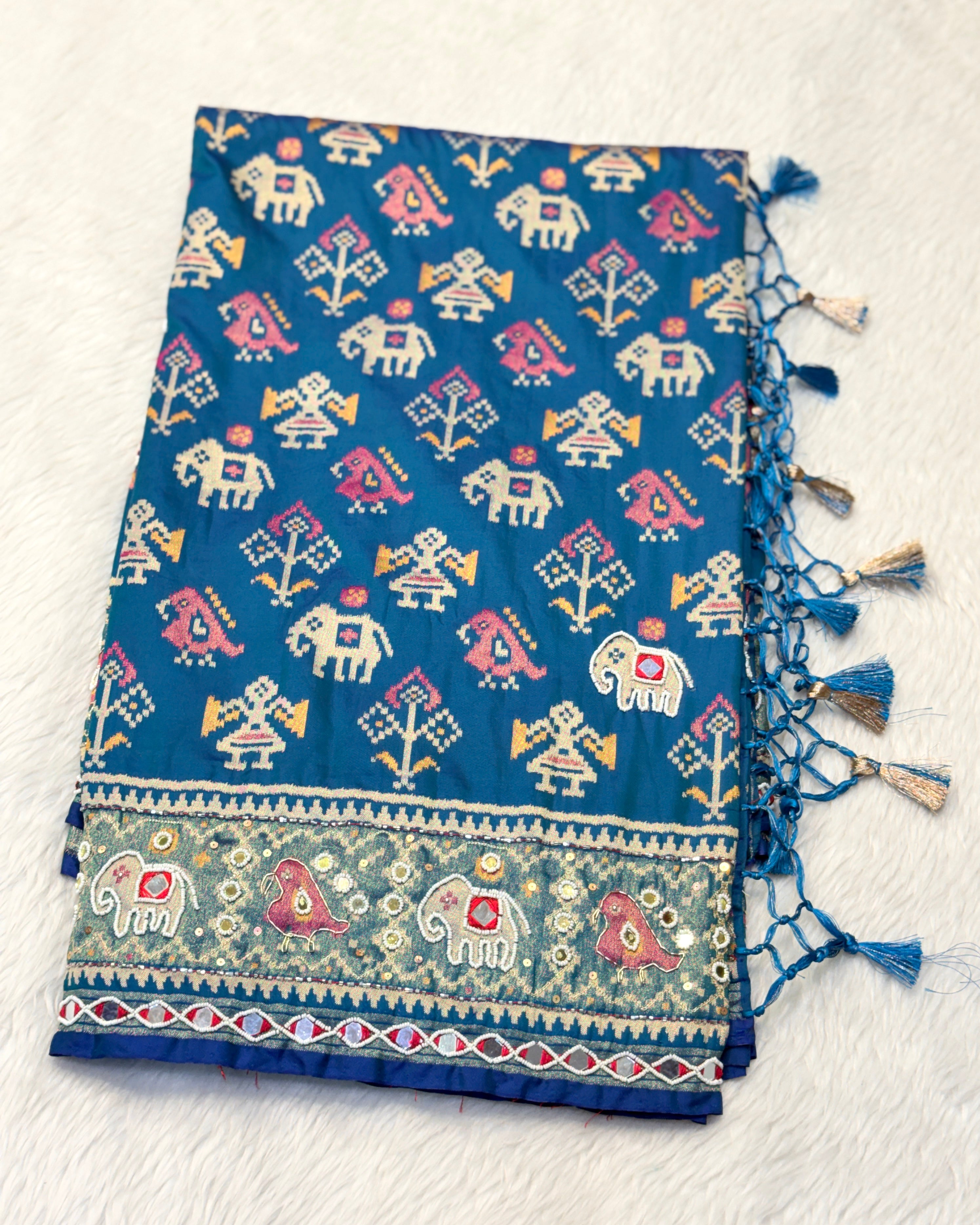 Patola Saree With Hand Embroidery