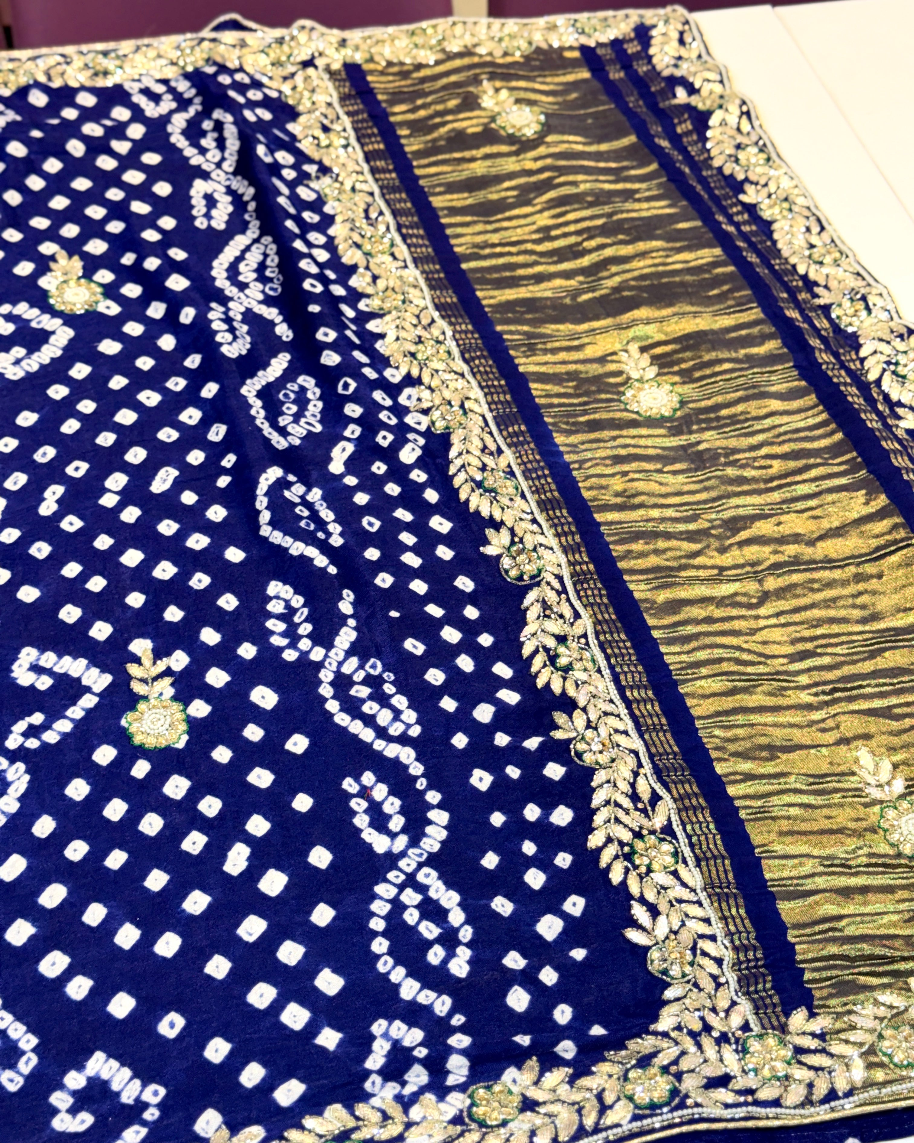 Bandhani Saree With Handwork