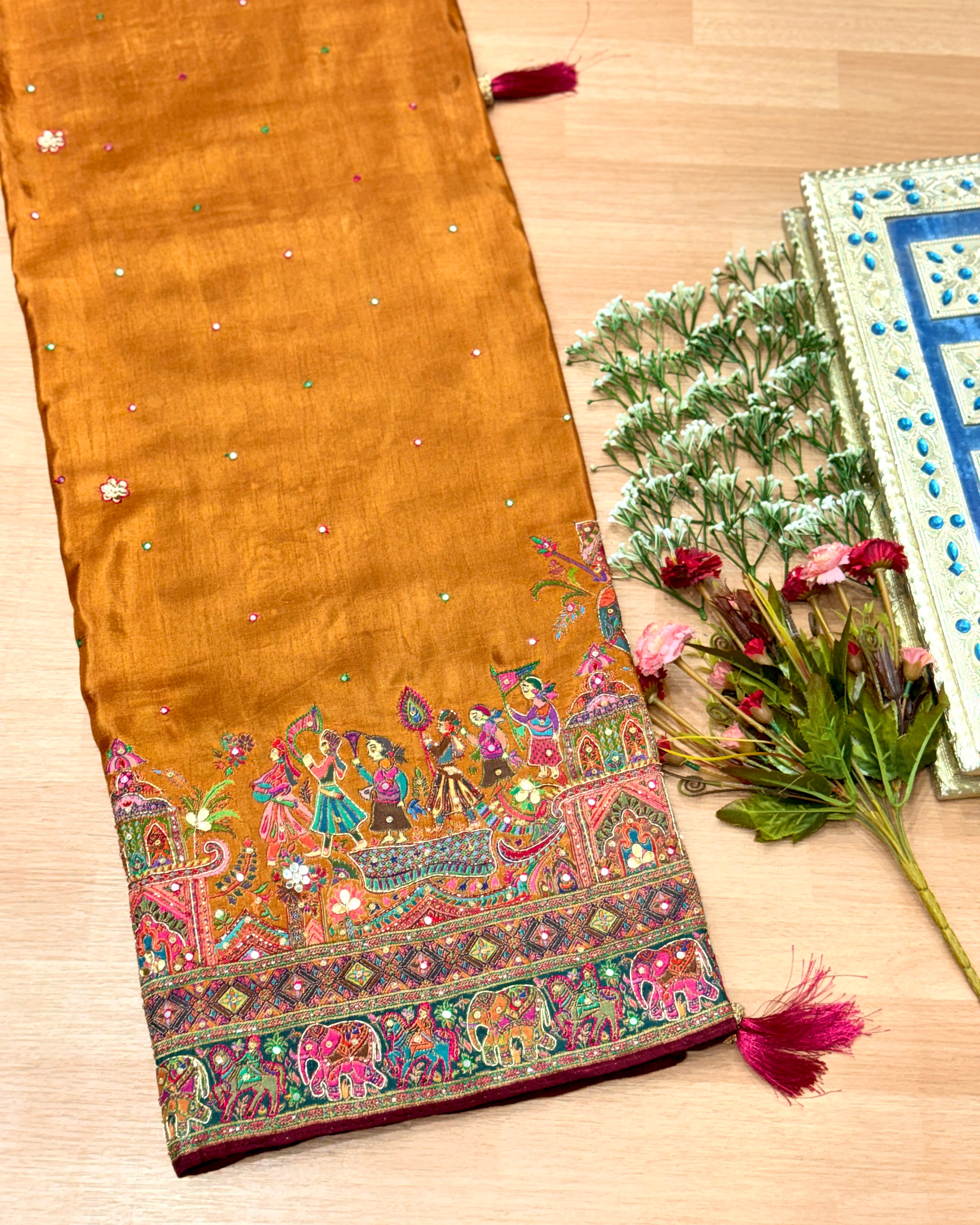 Pashmina Saree With Handwork