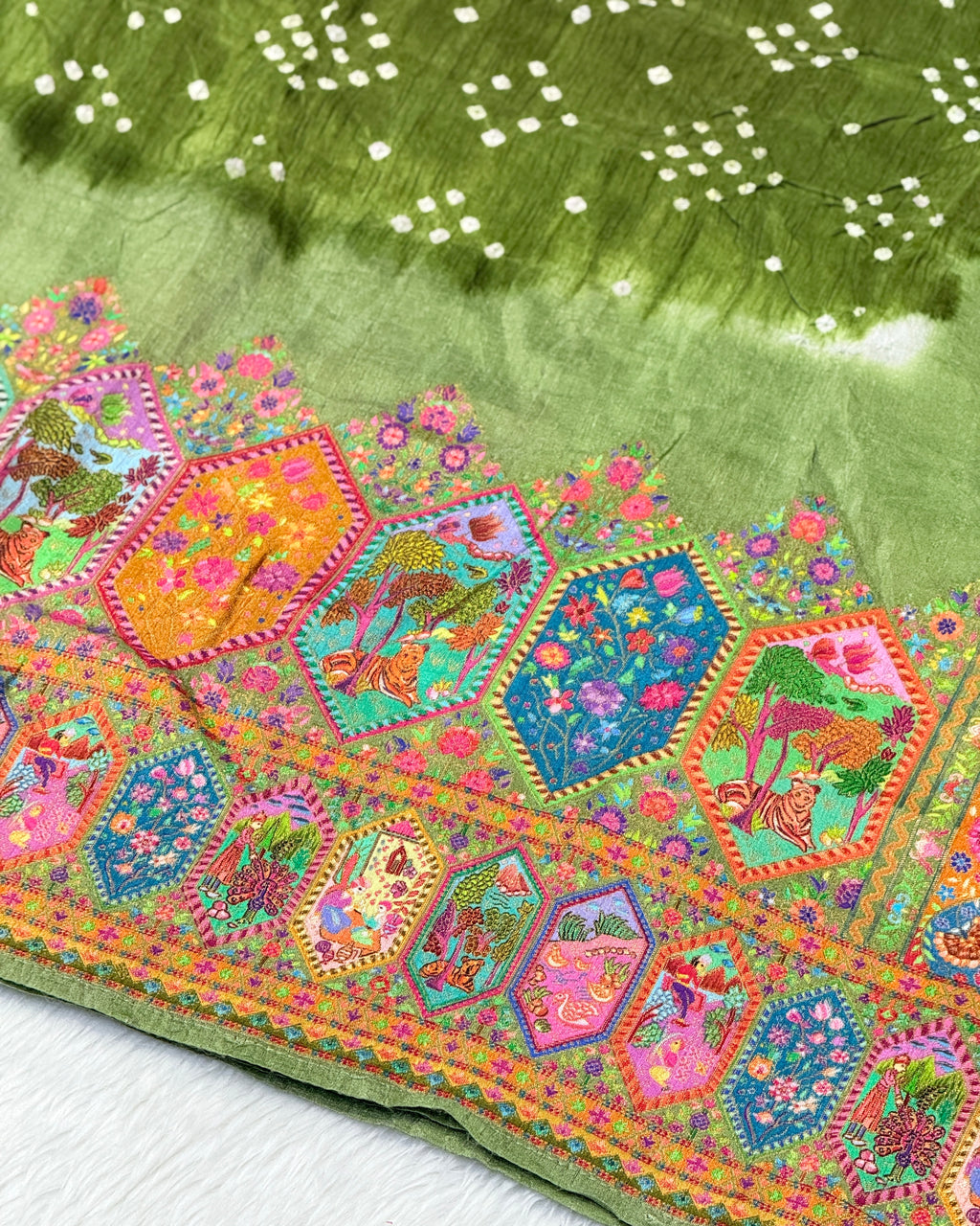 Pashmina - Bandhani Saree