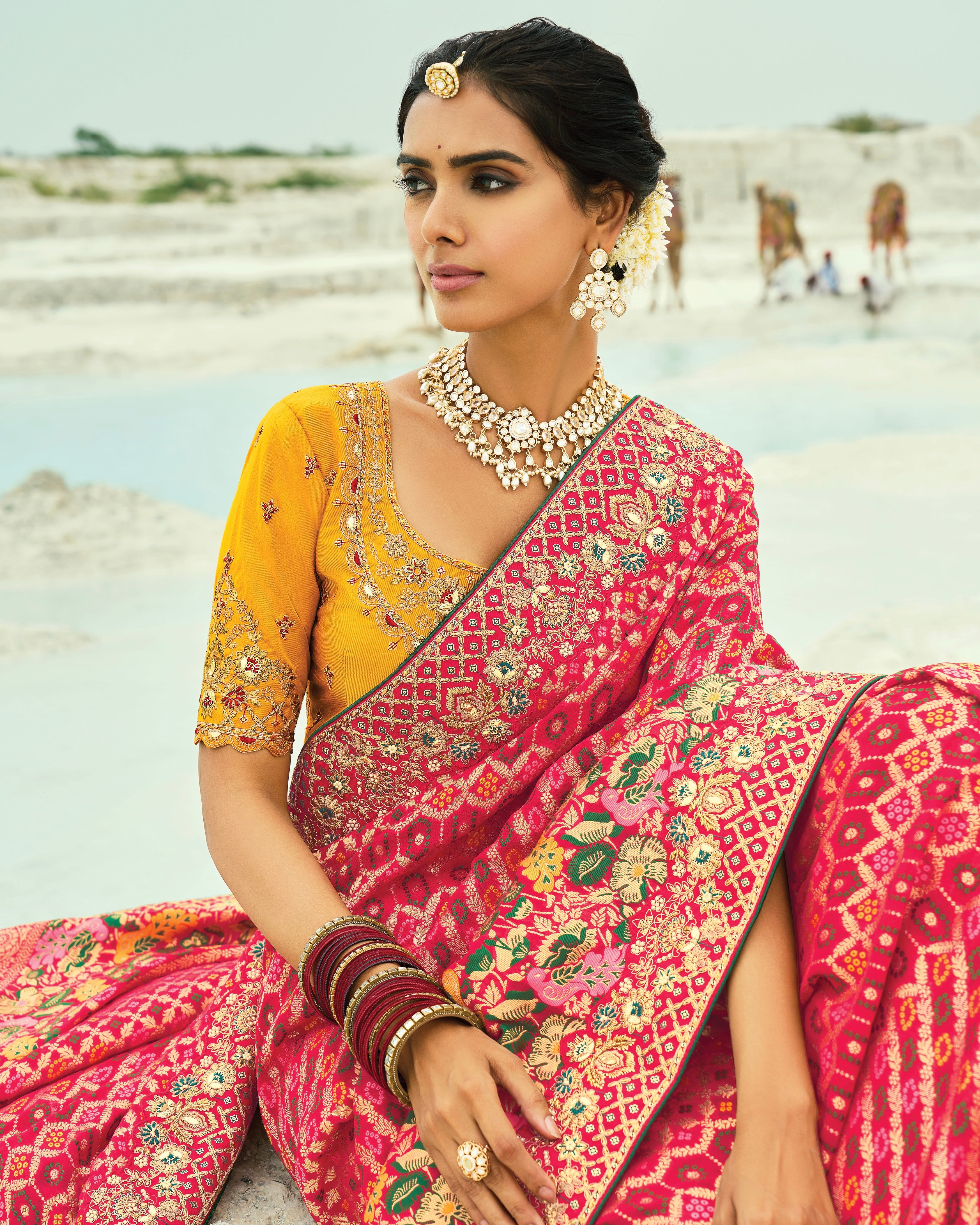 Bandhani Saree With Heavy Work Border