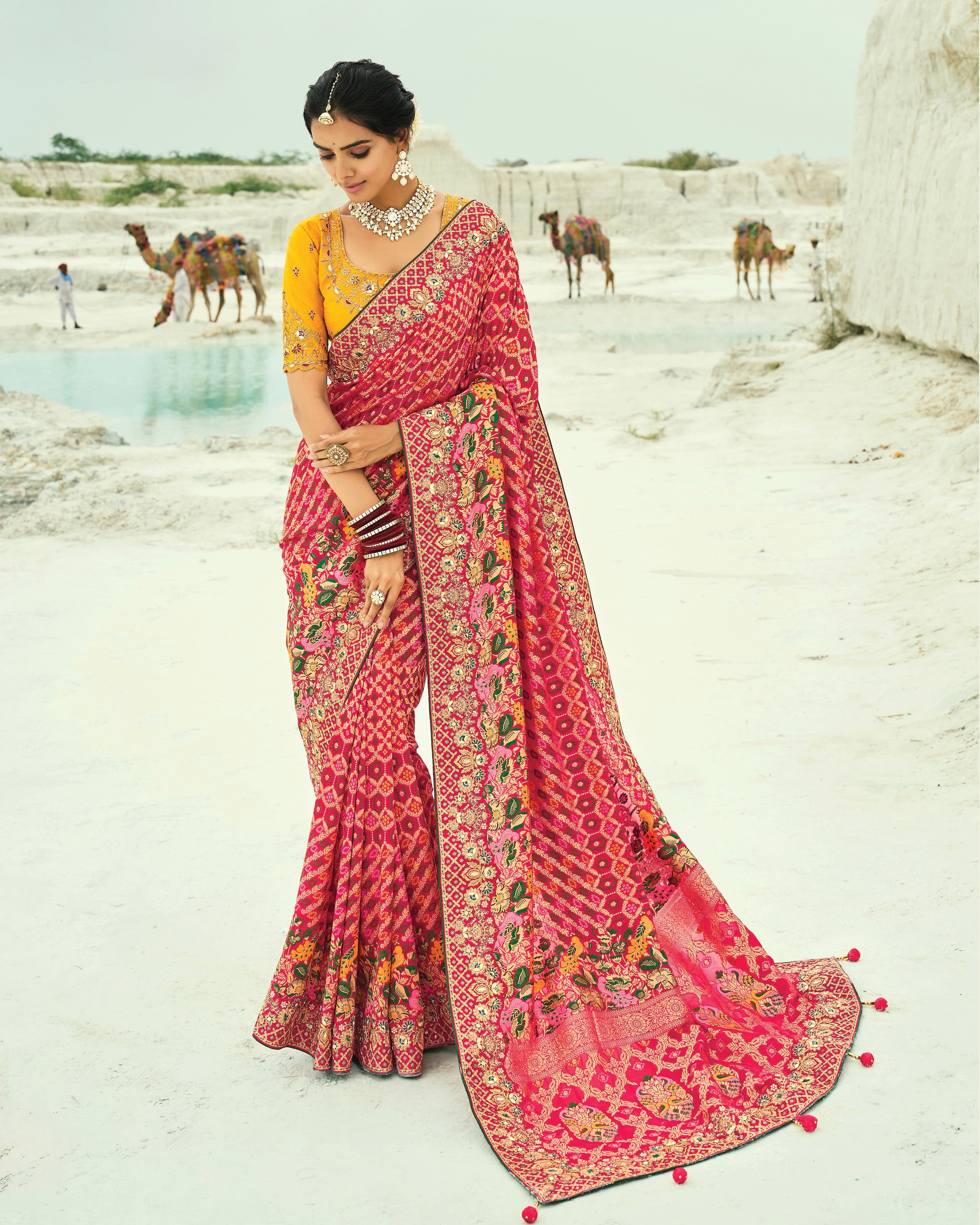 Bandhani Saree With Heavy Work Border