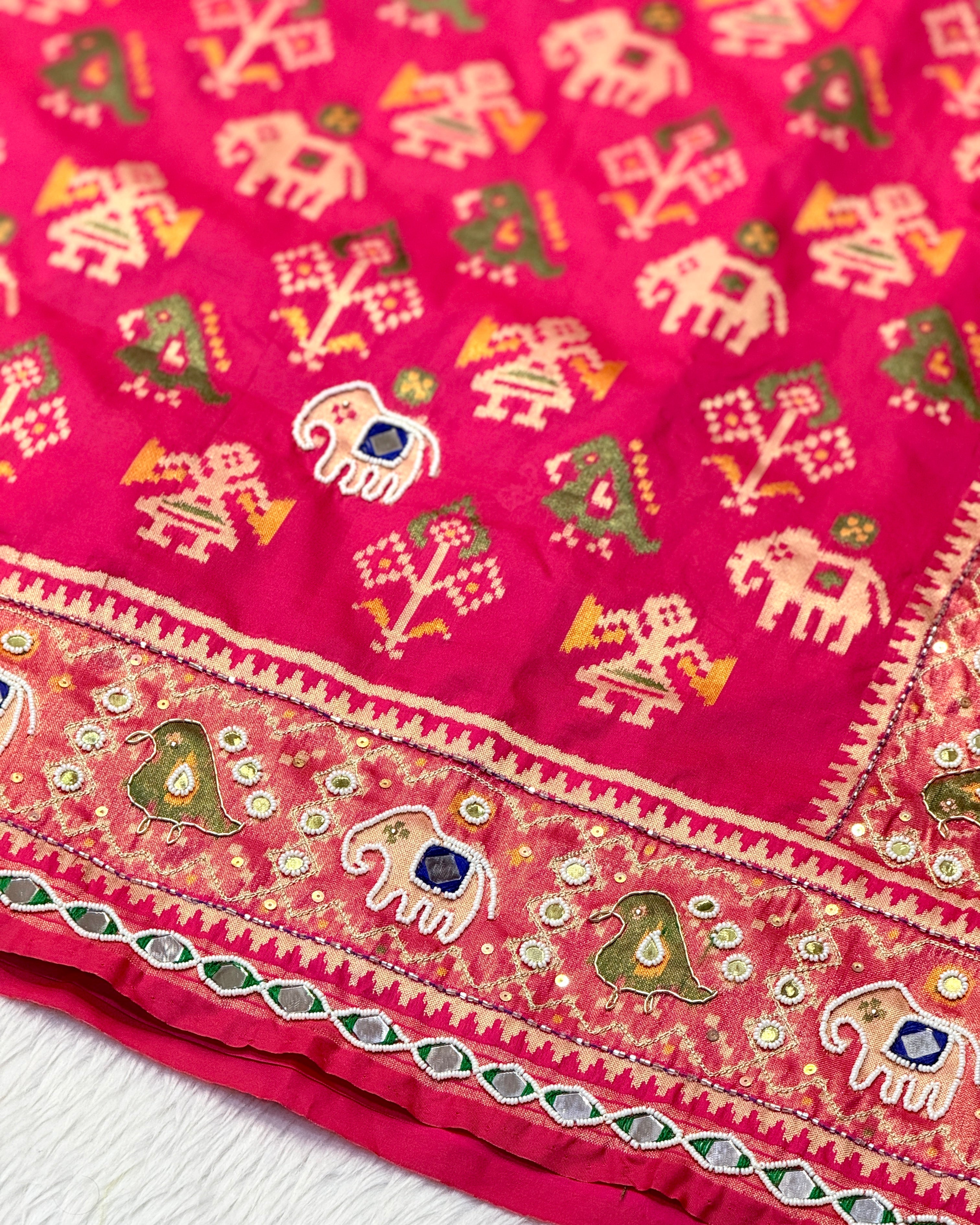 Patola Saree With Hand Embroidery