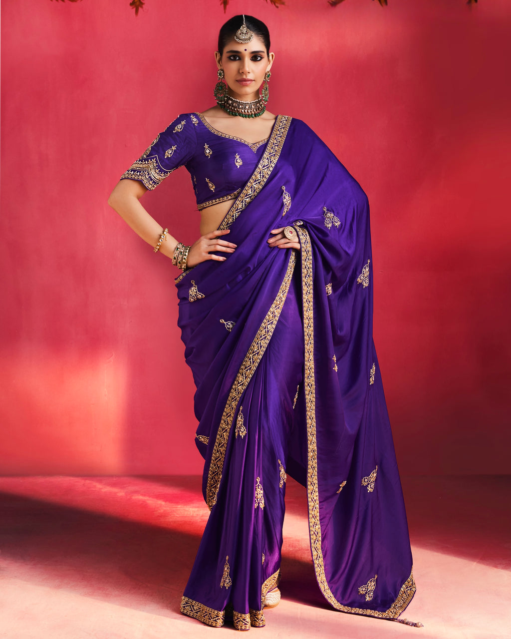 Soft Shimmer Silk Beads Work Partywear Saree