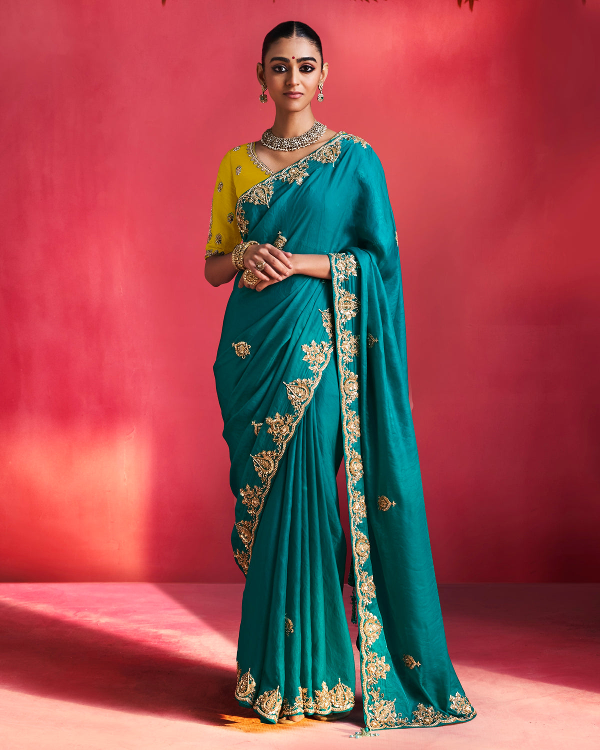 Soft Shimmer Silk Beads Work Partywear Saree