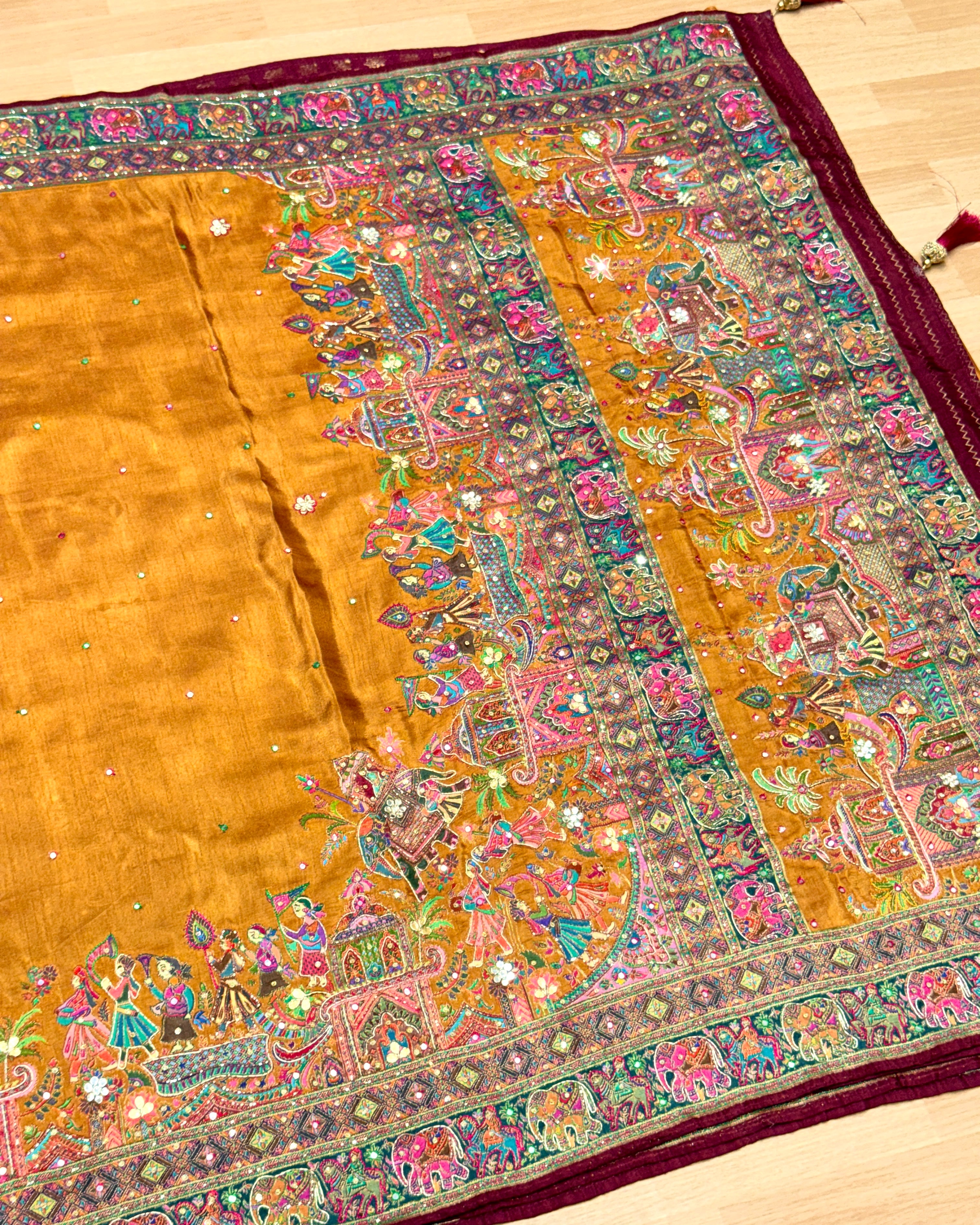 Pashmina Saree With Handwork