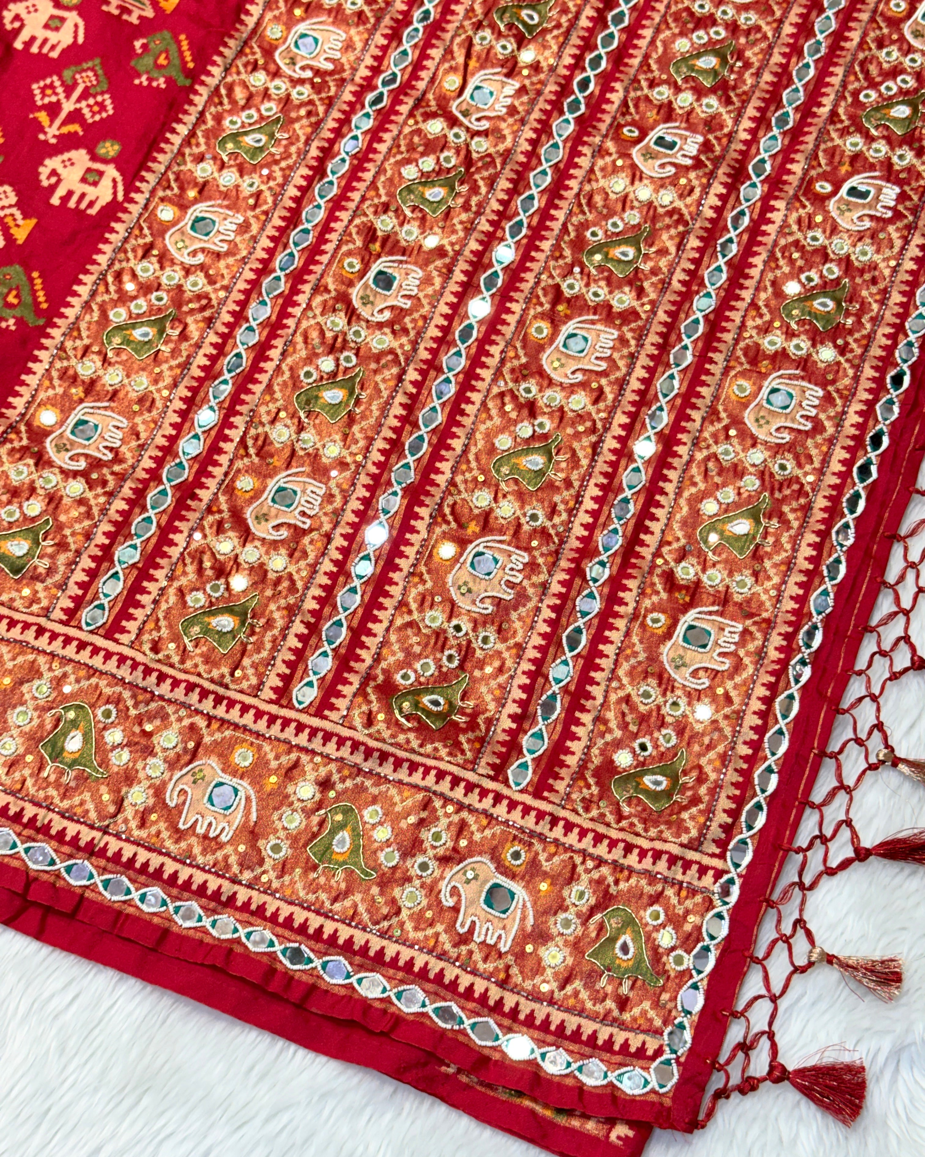 Patola Saree With Hand Embroidery
