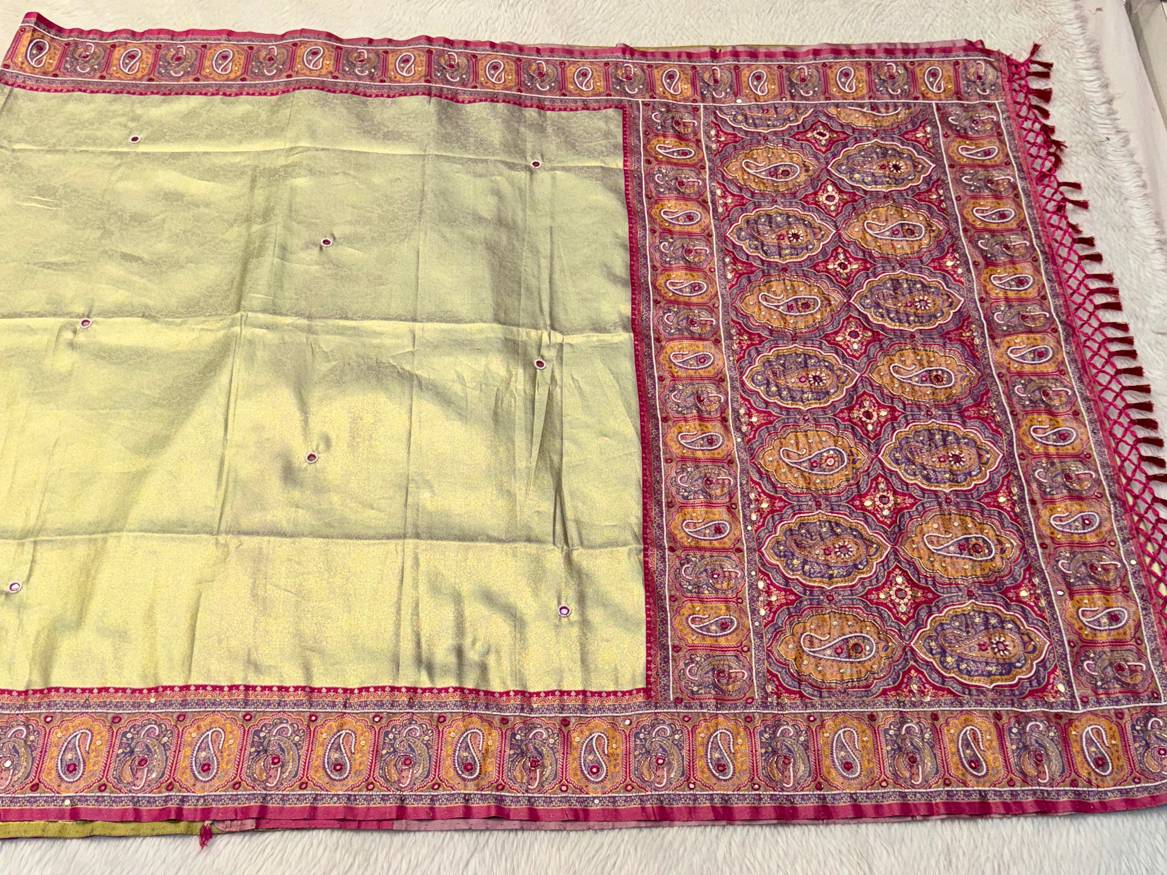 Meenakari Saree With Hand Embroidery