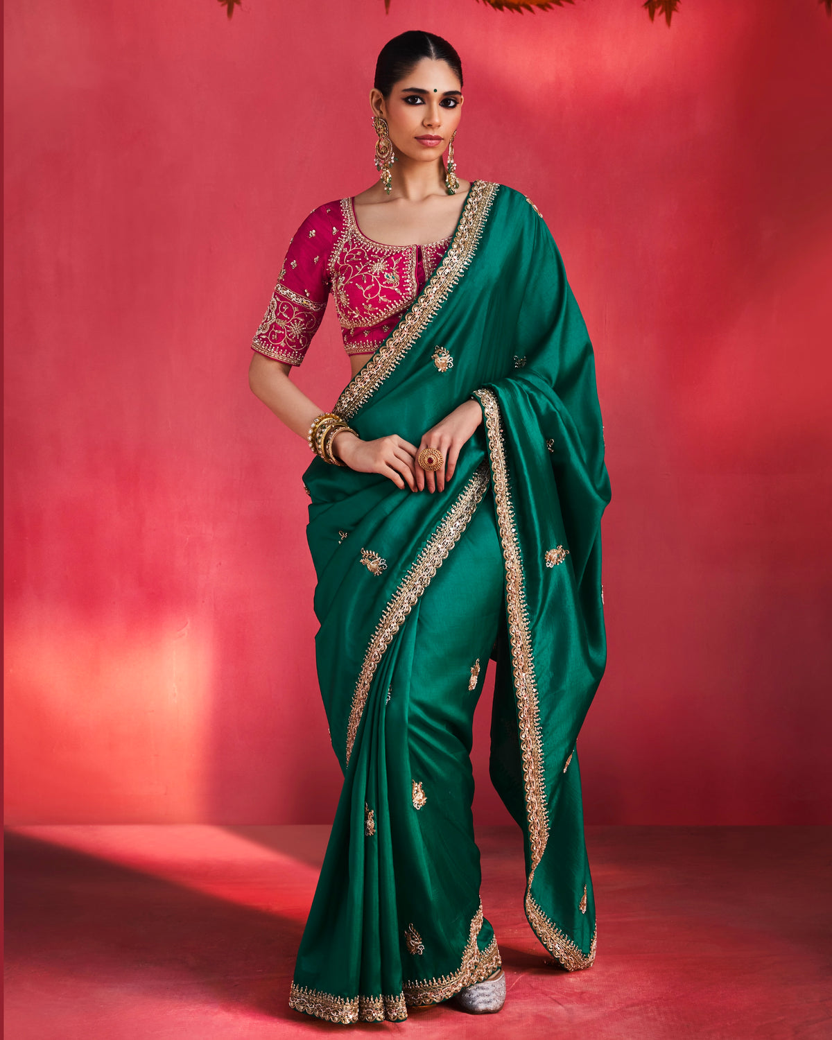 Soft Shimmer Silk Beads Work Partywear Saree