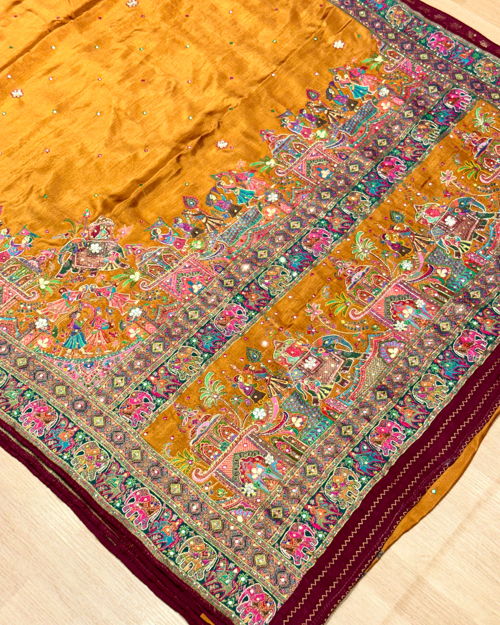 Pashmina Saree With Handwork