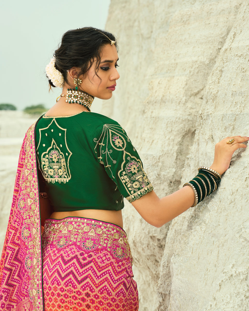 Bandhani Saree With Heavy Border Work