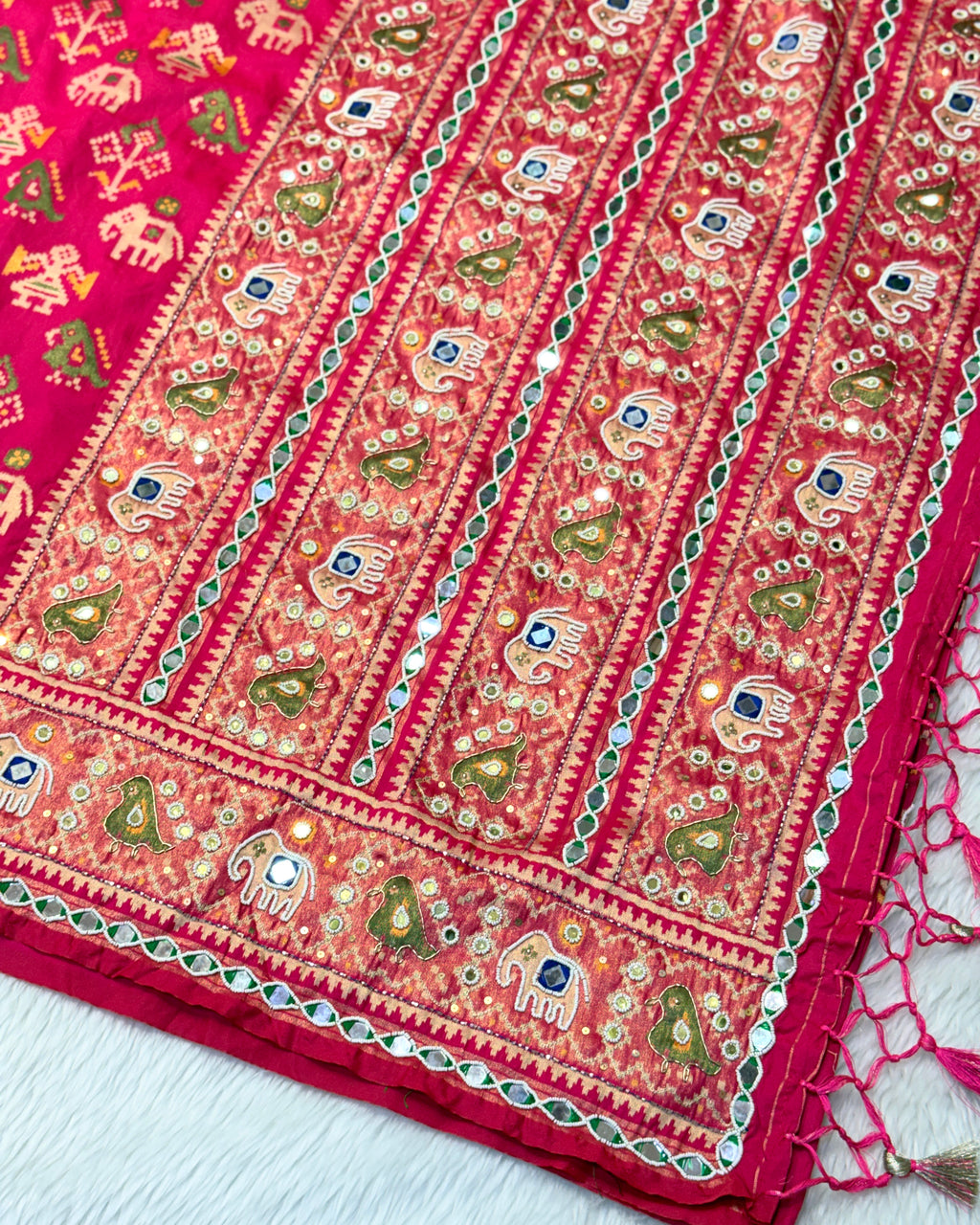 Patola Saree With Hand Embroidery