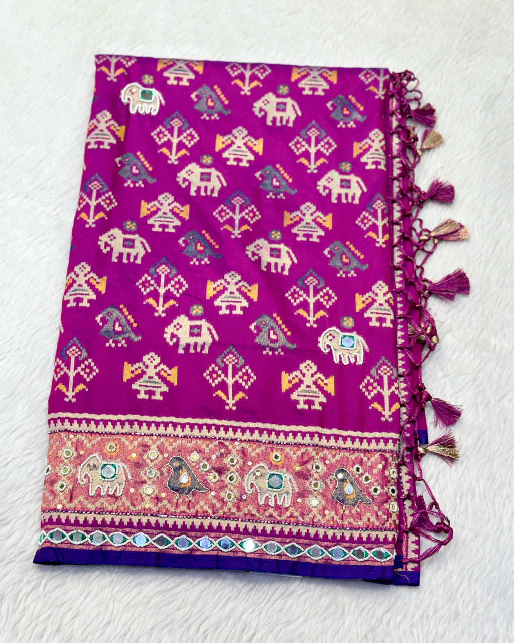 Patola Saree With Hand Embroidery