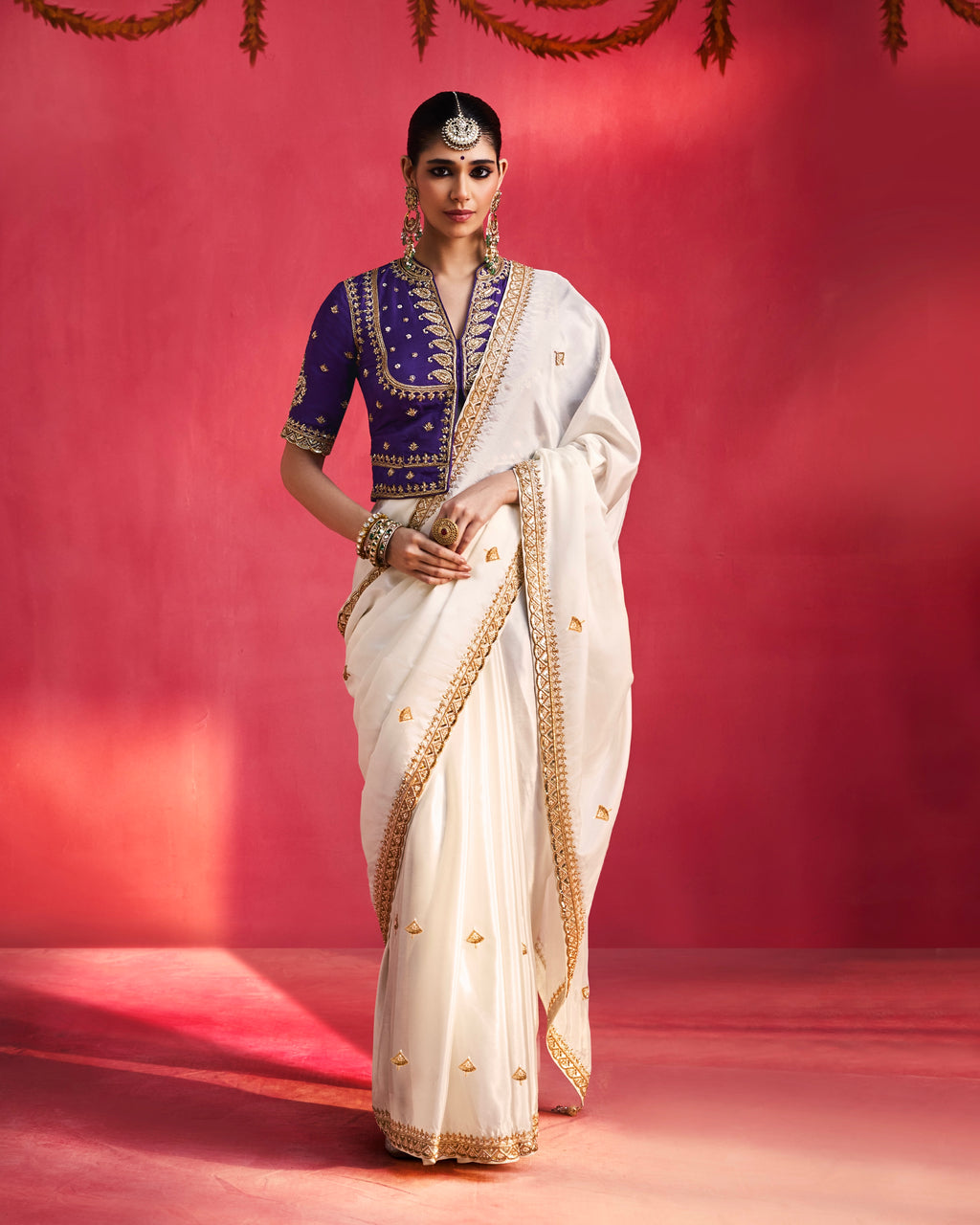 Soft Shimmer Silk Beads Work Partywear Saree