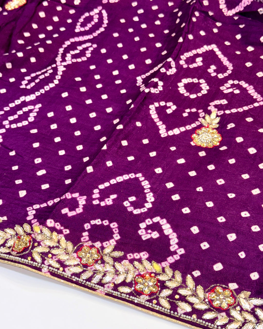 Bandhani Saree With Handwork