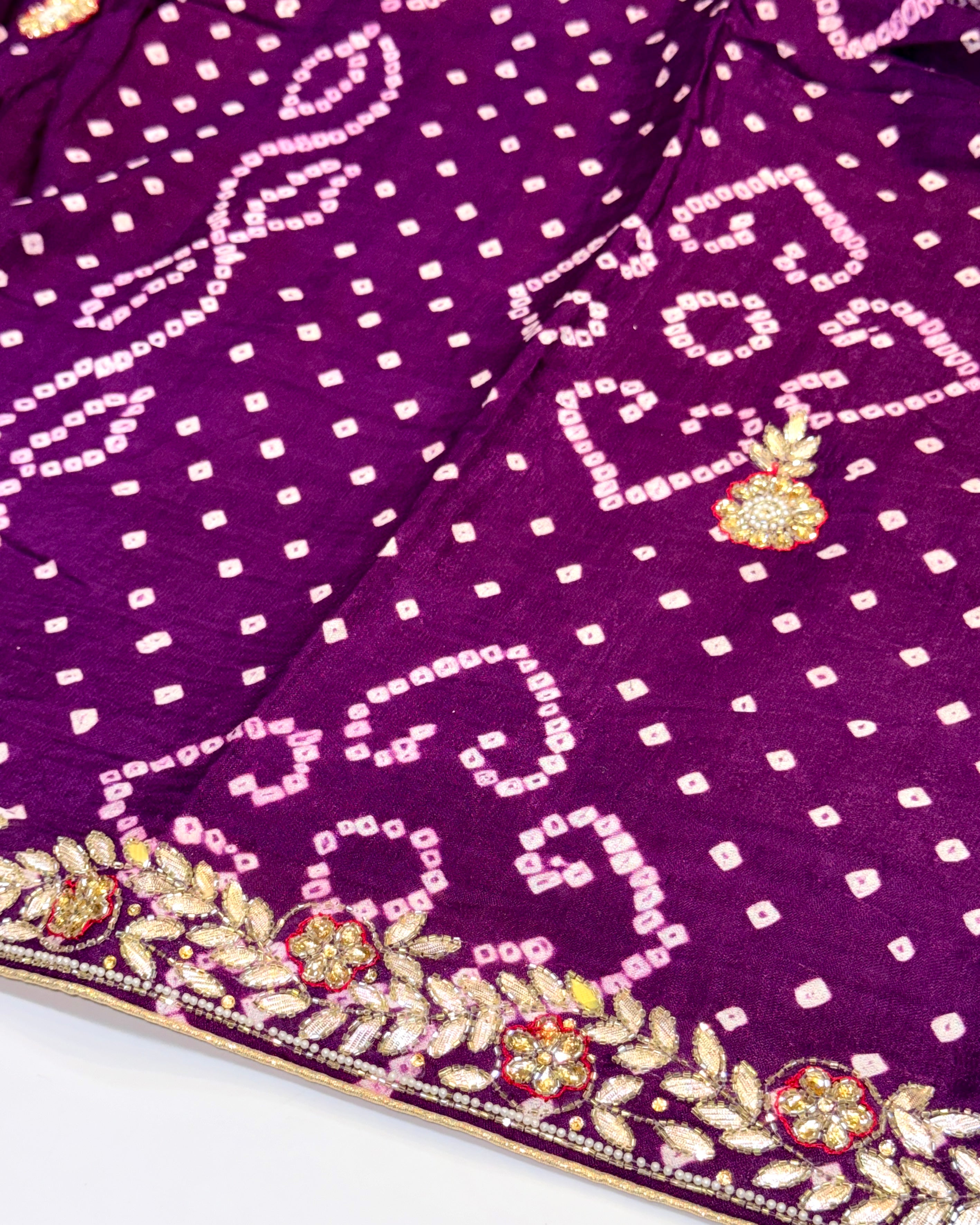 Bandhani Saree With Handwork