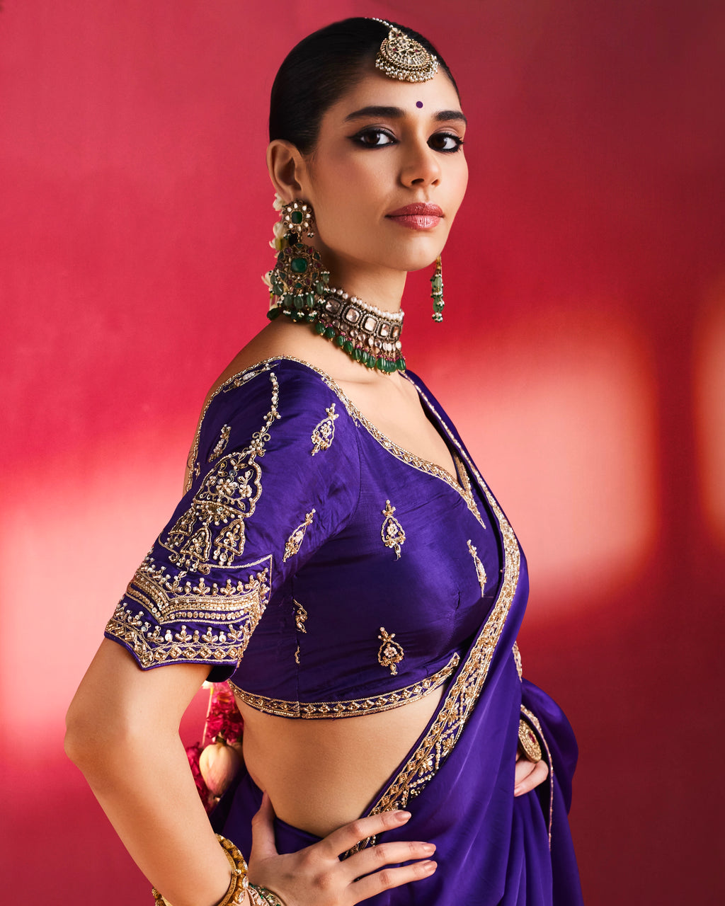 Soft Shimmer Silk Beads Work Partywear Saree
