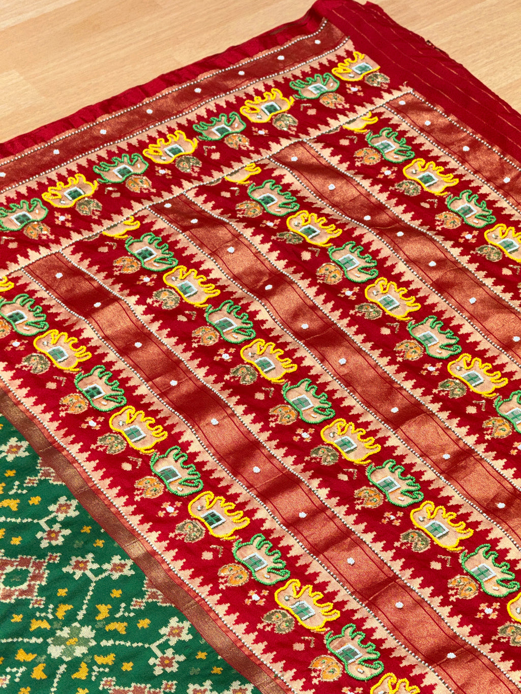 Patola Saree With Hand Embroidery