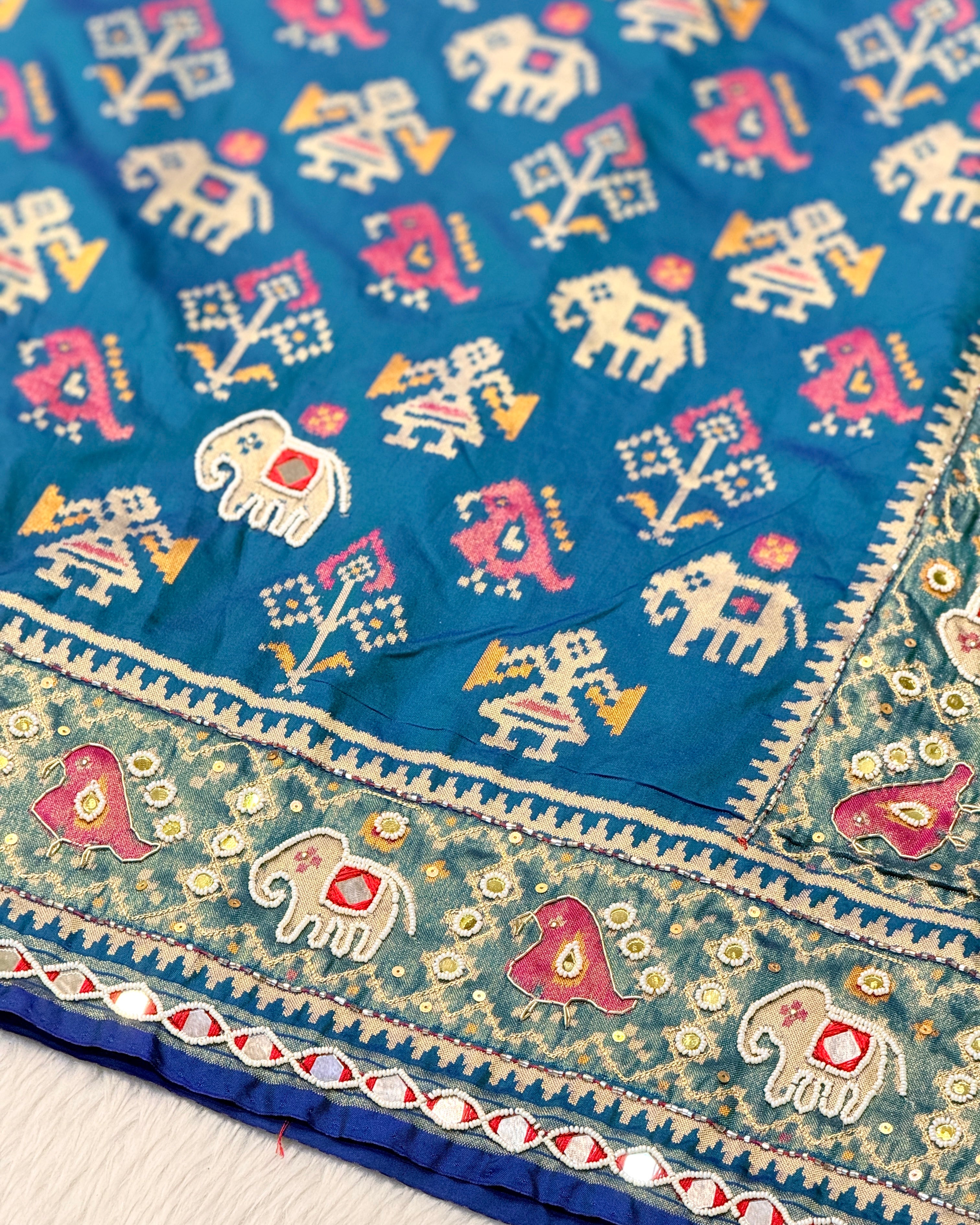 Patola Saree With Hand Embroidery