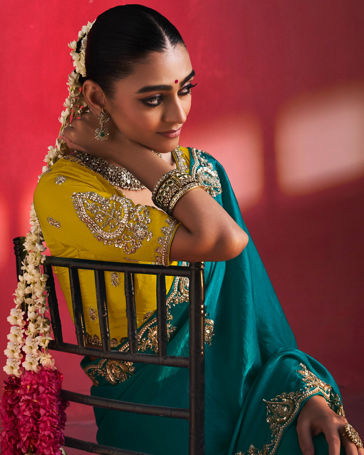 Soft Shimmer Silk Beads Work Partywear Saree